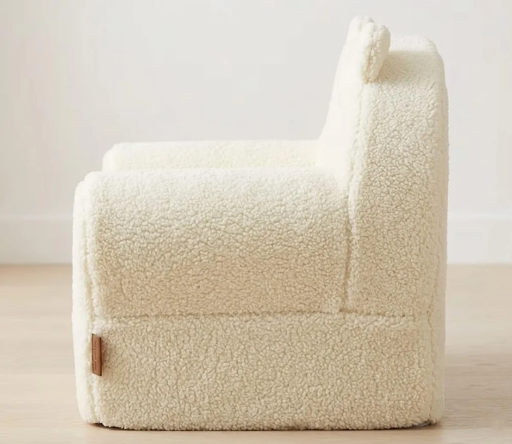 Creaciones Llopis Sillón Infantil Acolchado para Niños y Niñas - Borreguillo Amarillo - Fabricado en España