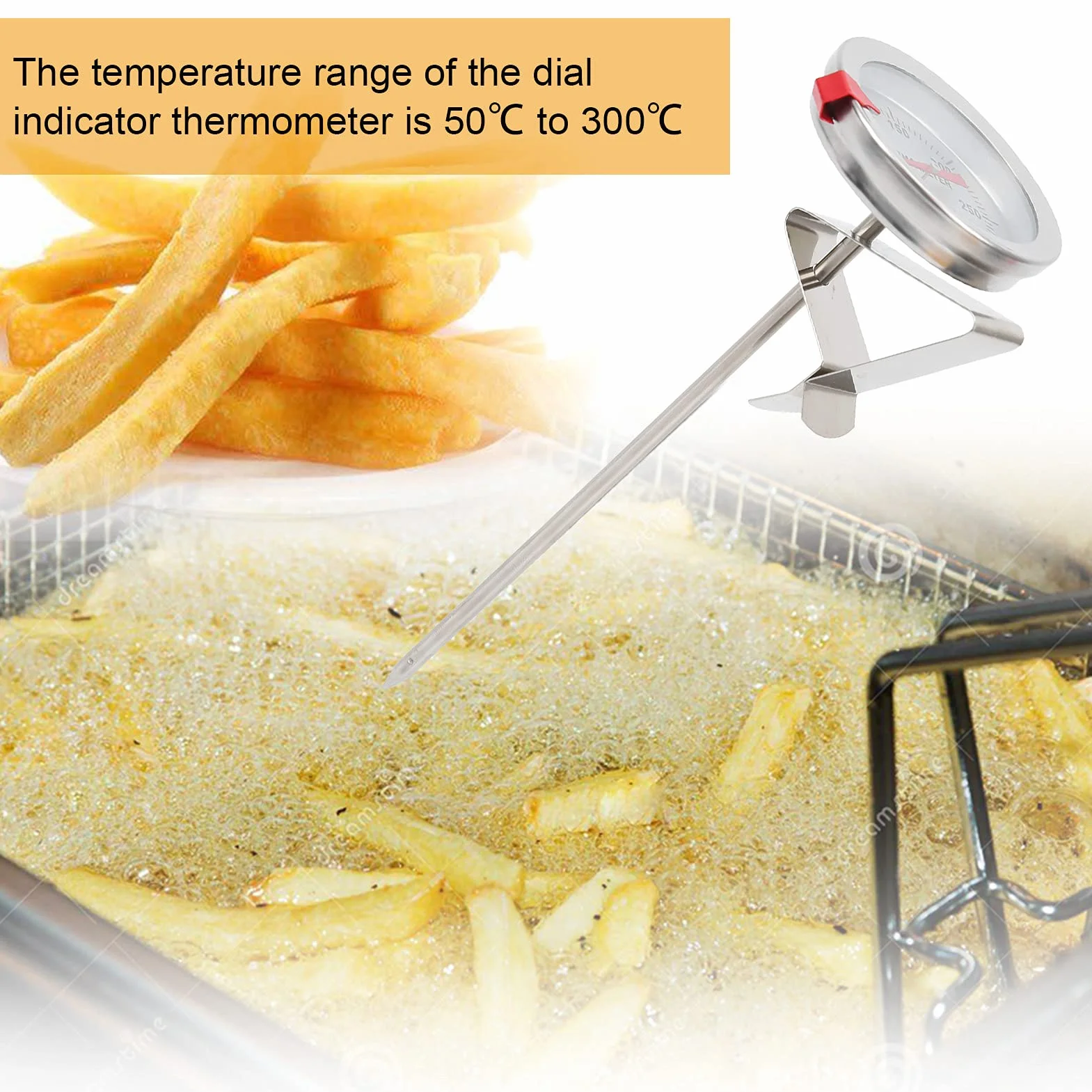 Tnfeeon Termómetro de Cocina Acero Inoxidable 50°C-300°C 12 Pulgadas Freír Asar
