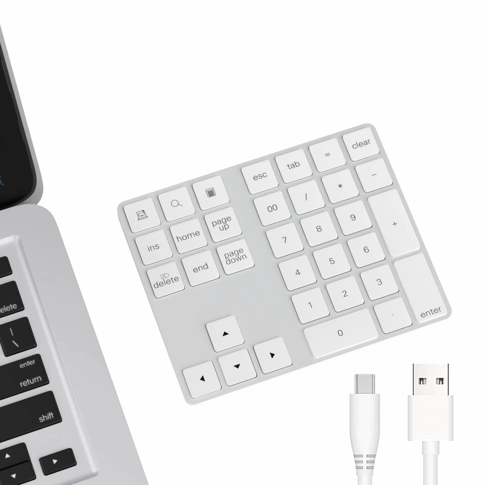 Cateck Teclado numérico Bluetooth con múltiples accesos directos, Teclado numérico de 34 Teclas, inalámbrico, portátil, Delgado, para iPad/Mac/portátil/PC, Compatible con Sistema Windows Android iOS