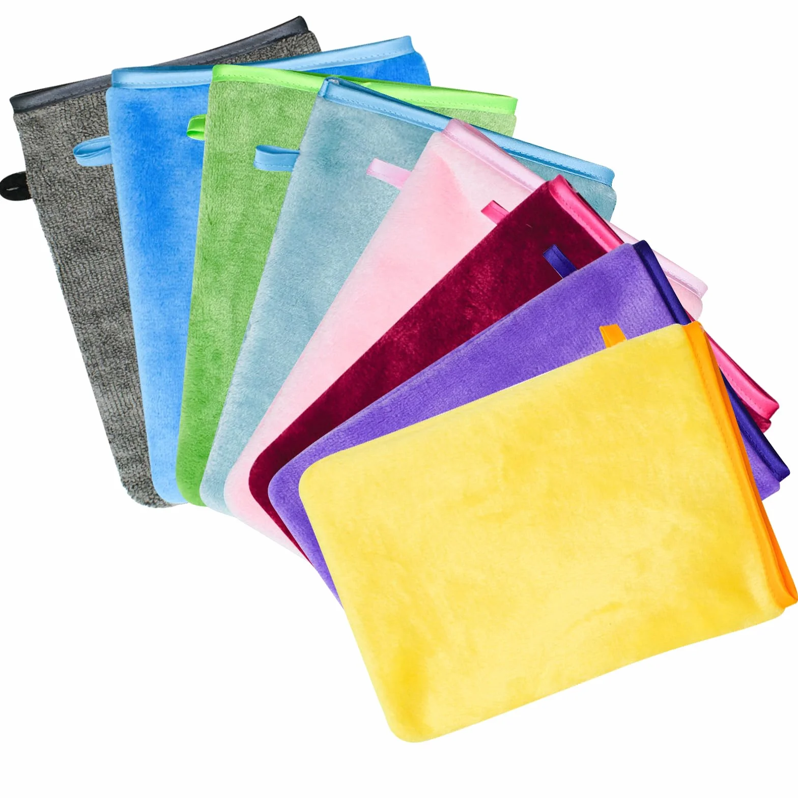 Manoplas Baño 15x21 cm Microfibra Suave, Guantes de Limpieza Facial Reutilizables, 8 Piezas