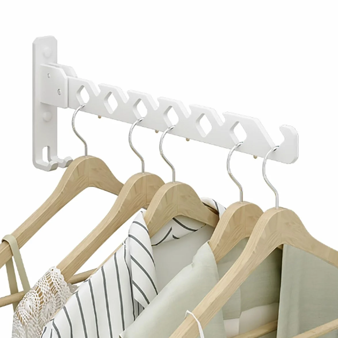 Percha Plegable de Aleación de Aluminio, Gancho de Pared para Ropa, Blanco