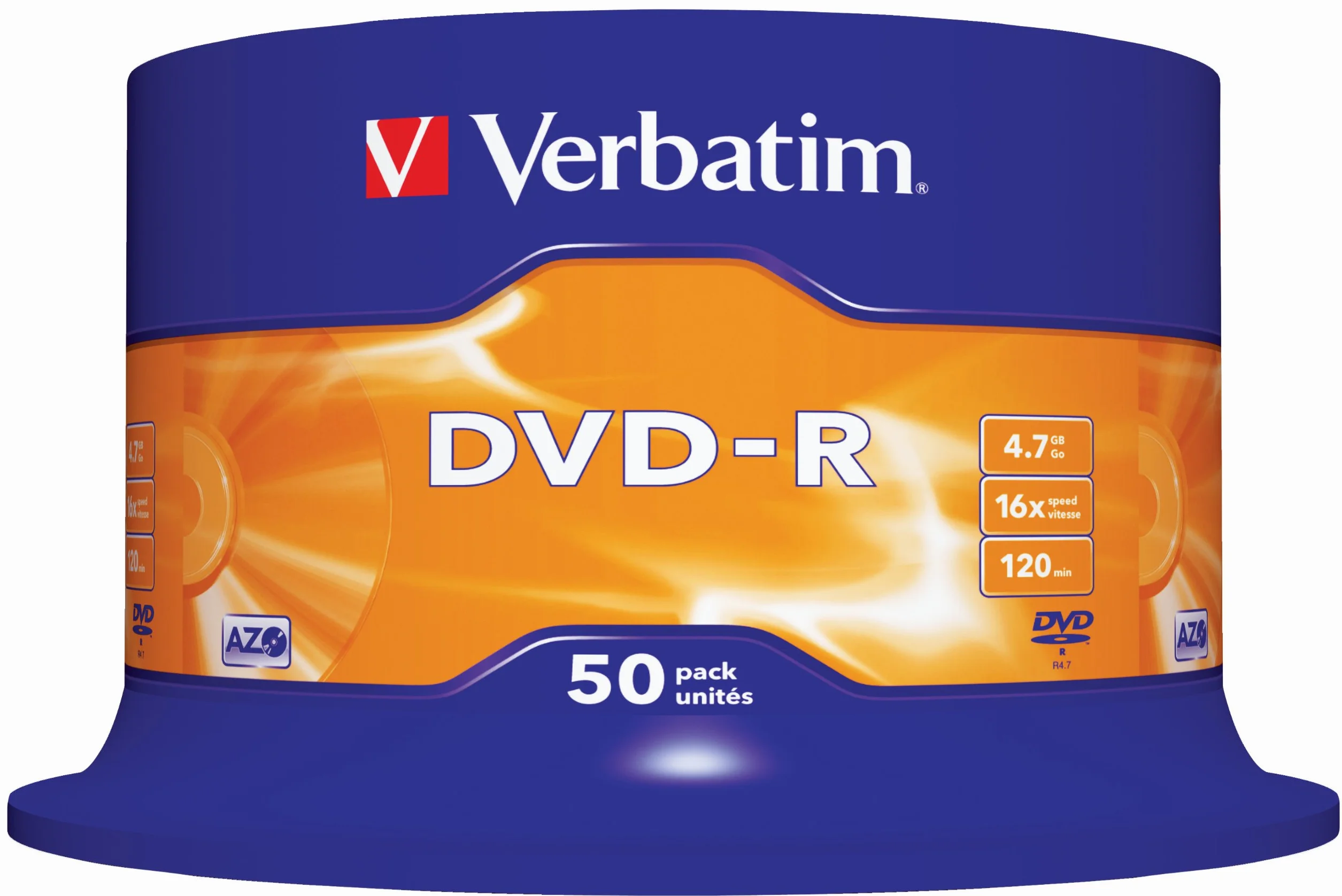 Verbatim VE43548 - DVD-R vírgenes (50 unidades), color plateado