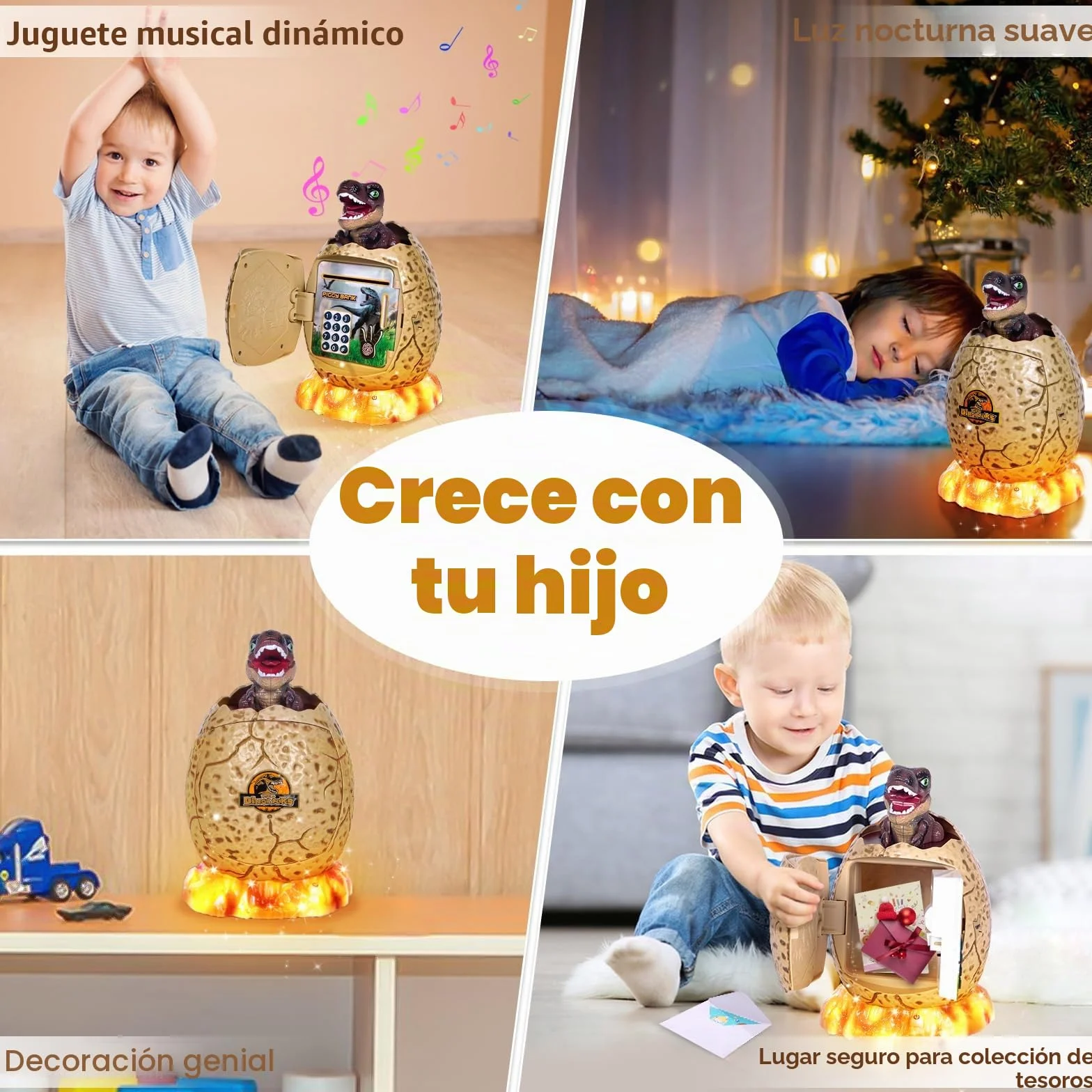 Yellcetoy Hucha Electrónica para Niños, Caja Fuerte con Código de Seguridad, Música y Luz, Marrón