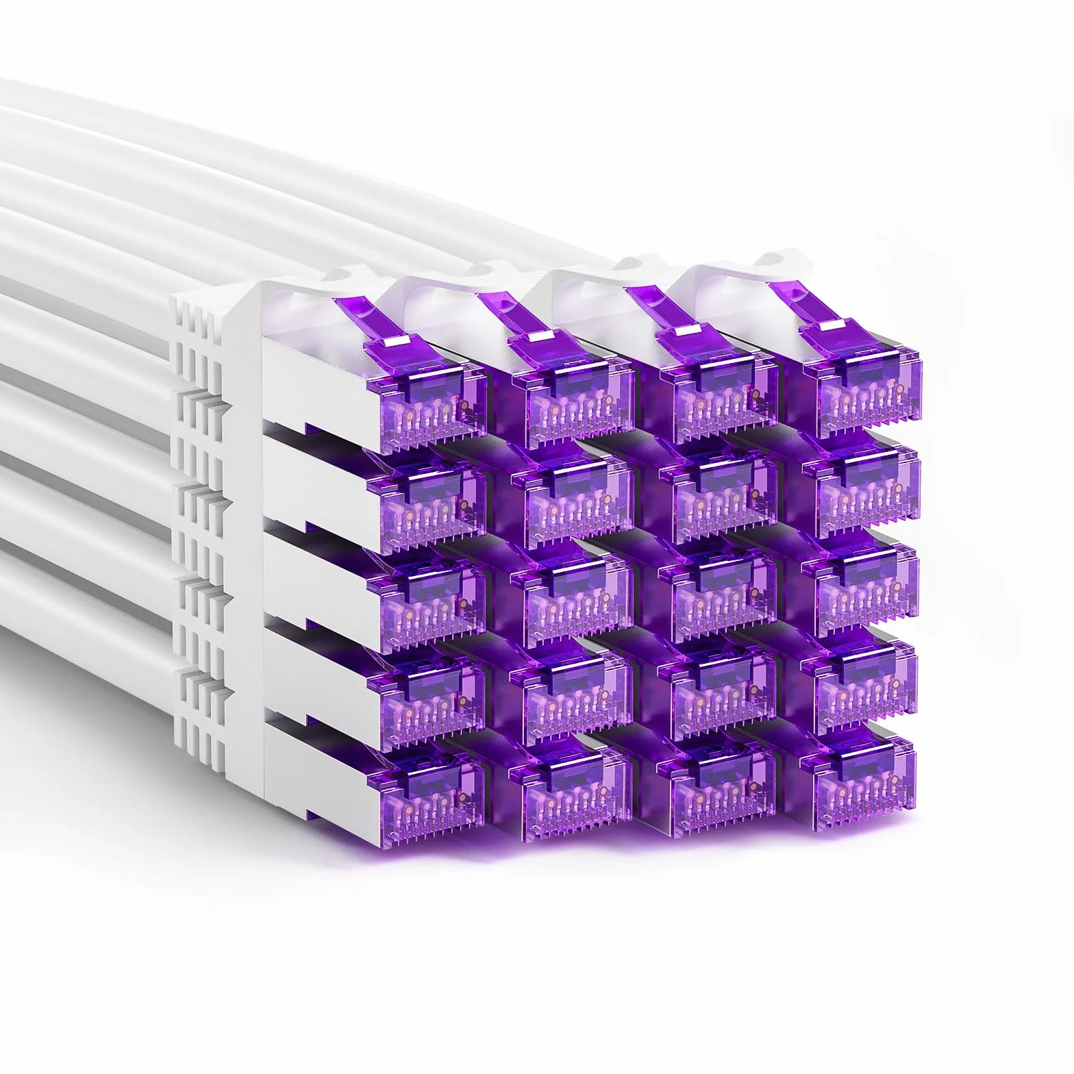 FGB Cable de red RJ45, 10 Gbps, 1 m x 20, CAT 7, color blanco | SFTP PIMF Blindaje, cable de cobre Ethernet 100 cm, organización de armarios de red, cable DSL LAN corto CAT7 CAT6 CAT5