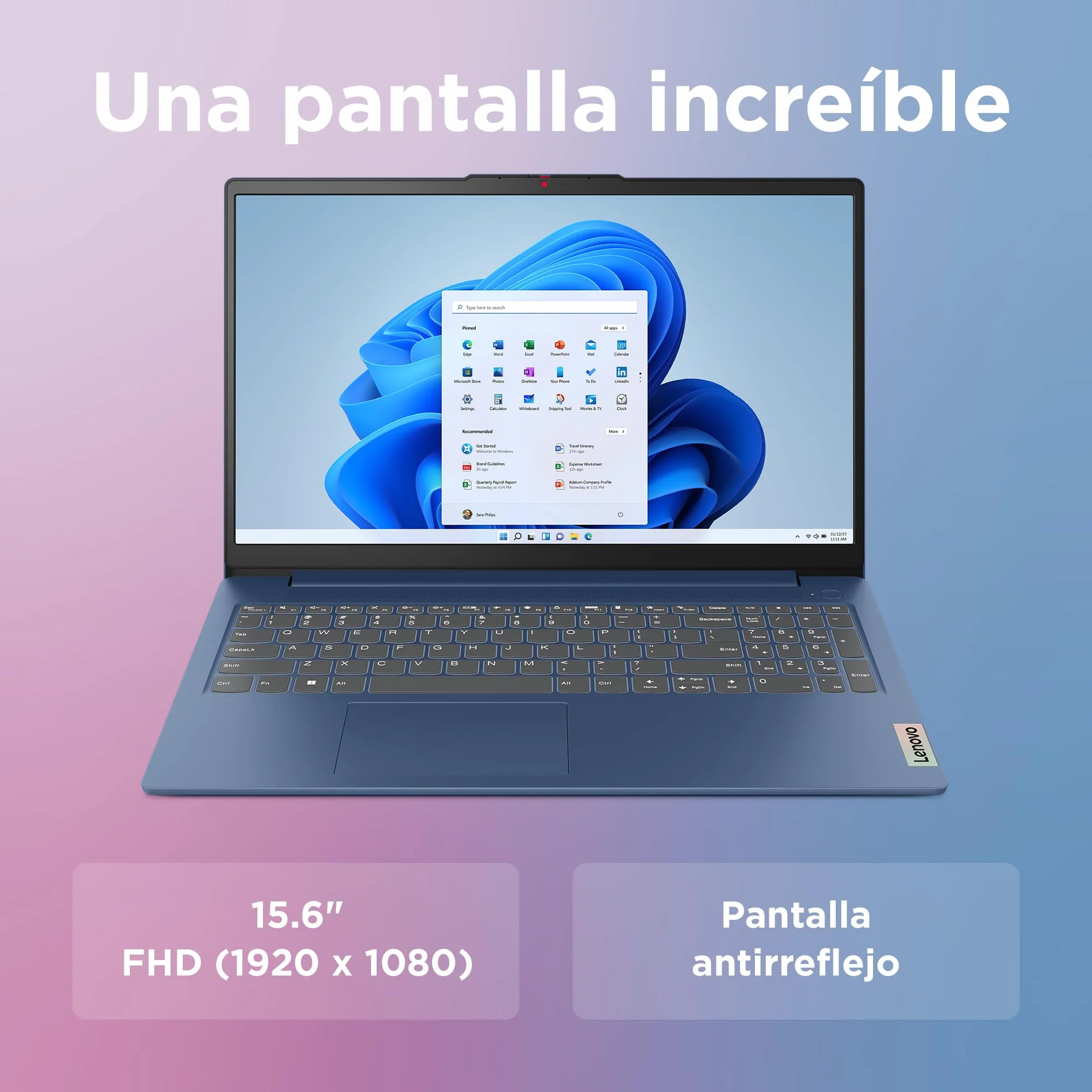 Lenovo IdeaPad Slim 3 Gen 8 – Ordenador Portátil 15.6'' FHD (Intel Core i3-N305, Intel UHD Graphics, 8 GB RAM, 256 GB SSD, Wi-Fi 6, Win 11 Home, Office Trial) Teclado QWERTY Español - Azul Abismo