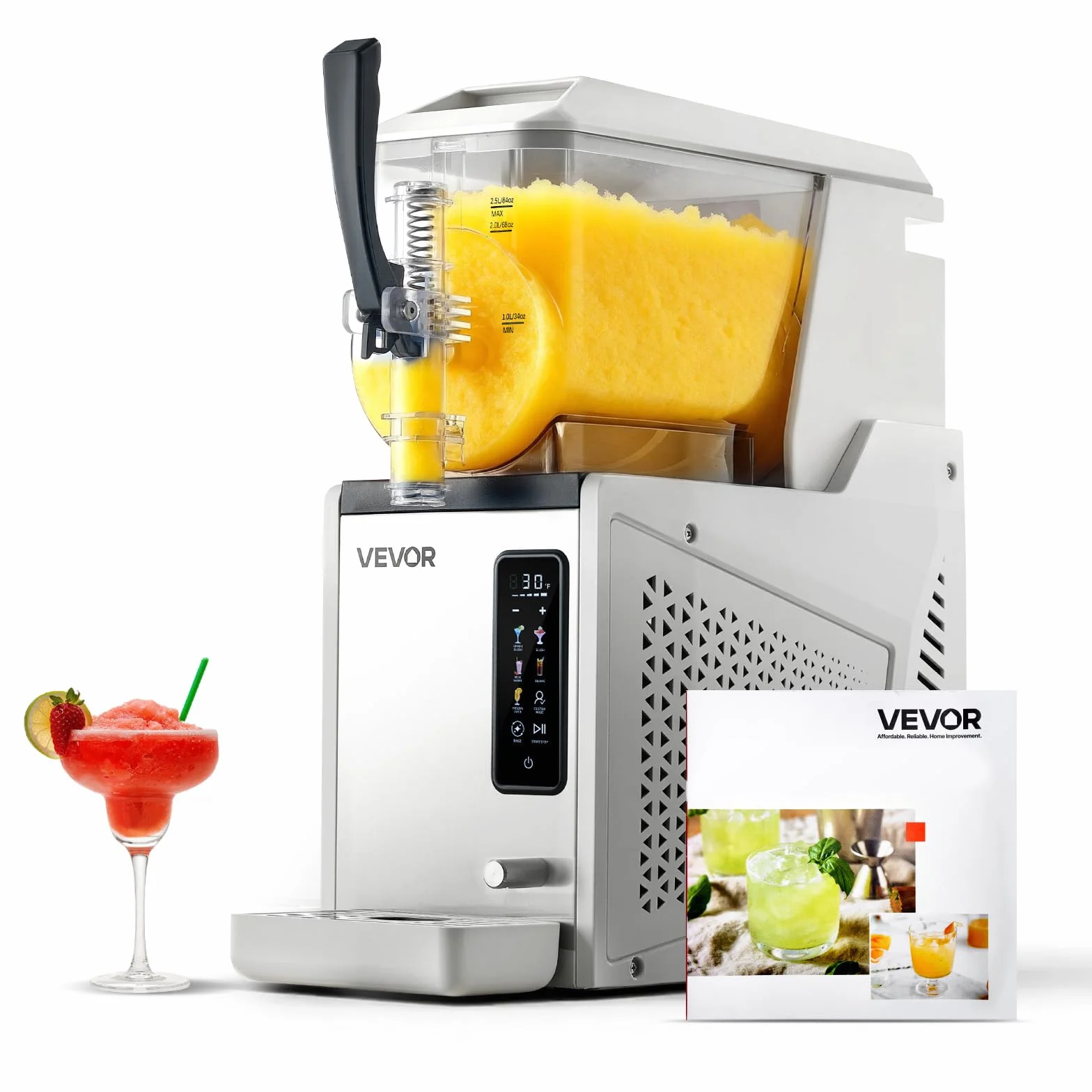 VEVOR Máquina para Hacer Granizados 3 L, Granizadora de Hielo Hogar, 5 Programas, Margaritas Frappés Batidos
