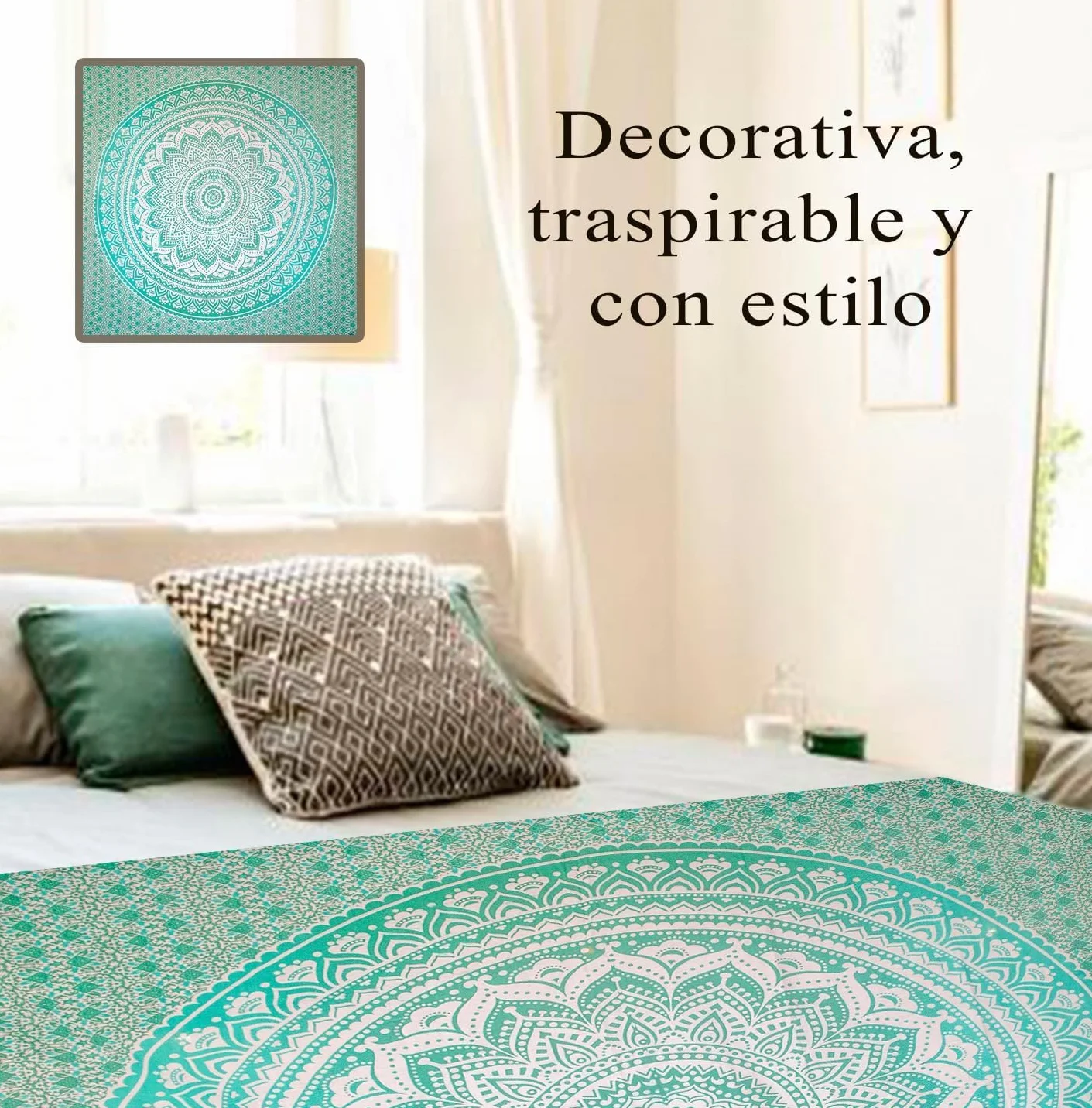 BRICOMIRAS Tapiz de Playa Grande antiarena Mandala 2X Verde