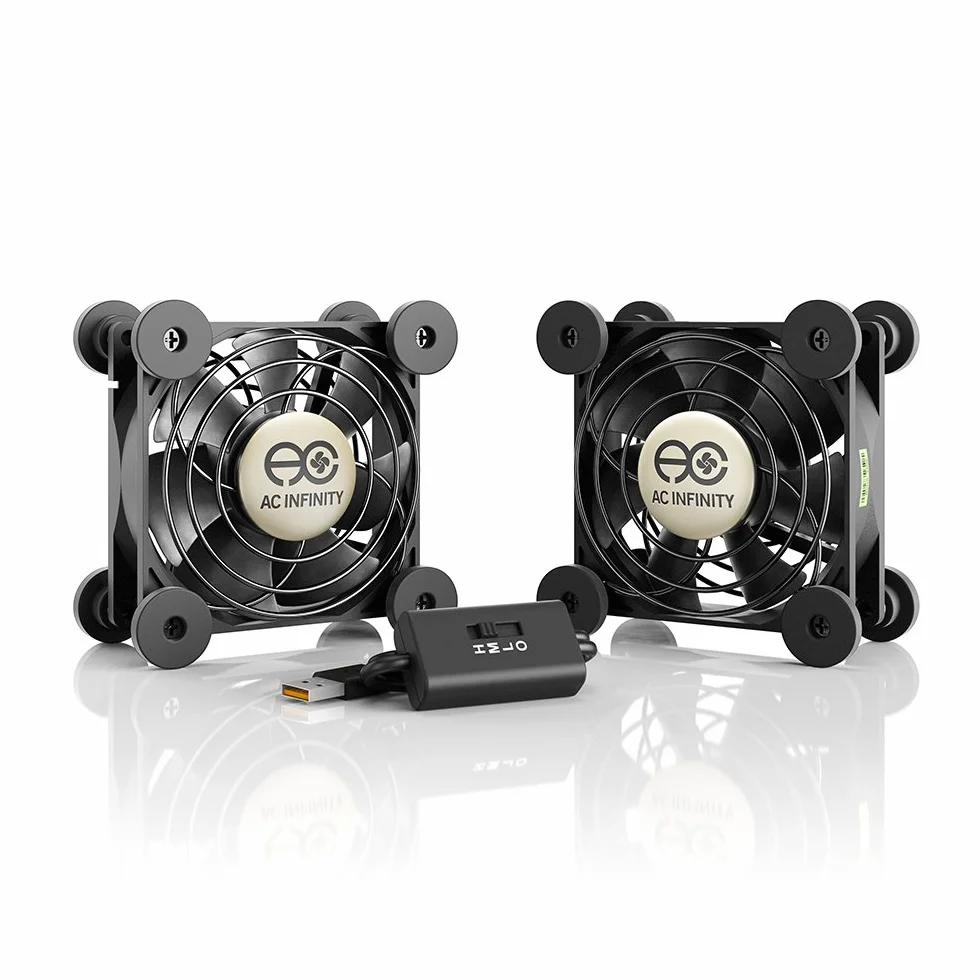 AC Infinity MULTIFAN S5, ventilador USB dual silencioso de 80mm con certificación UL para refrigeración de gabinetes de ordenador, receptores, DVR, PlayStation y Xbox