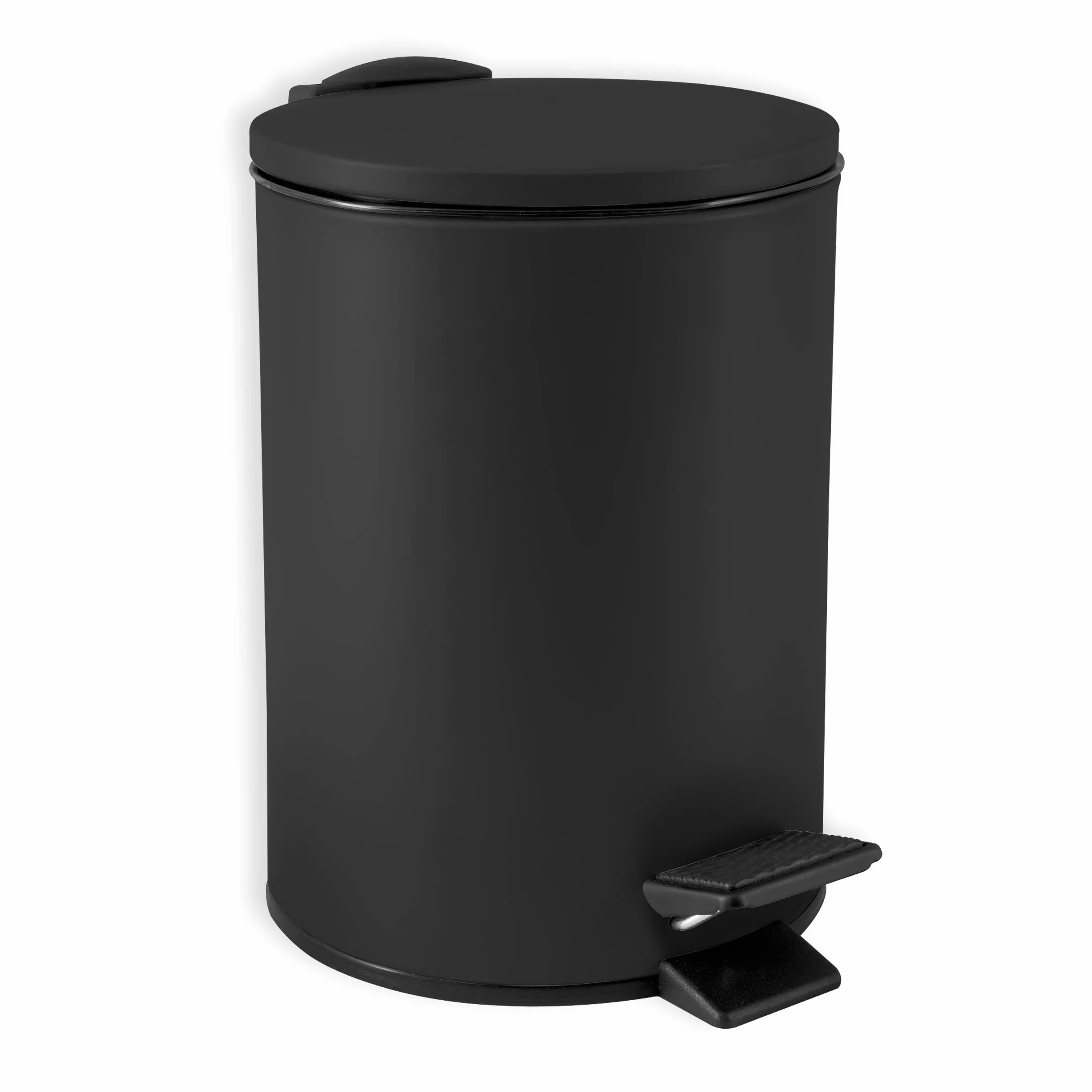 Spirella - Papelera de pedal Adelar - Acero mate - Cierre lento y silencioso - Revestimiento antihuellas - Diseño moderno y elegante - Negro mate - 3 L