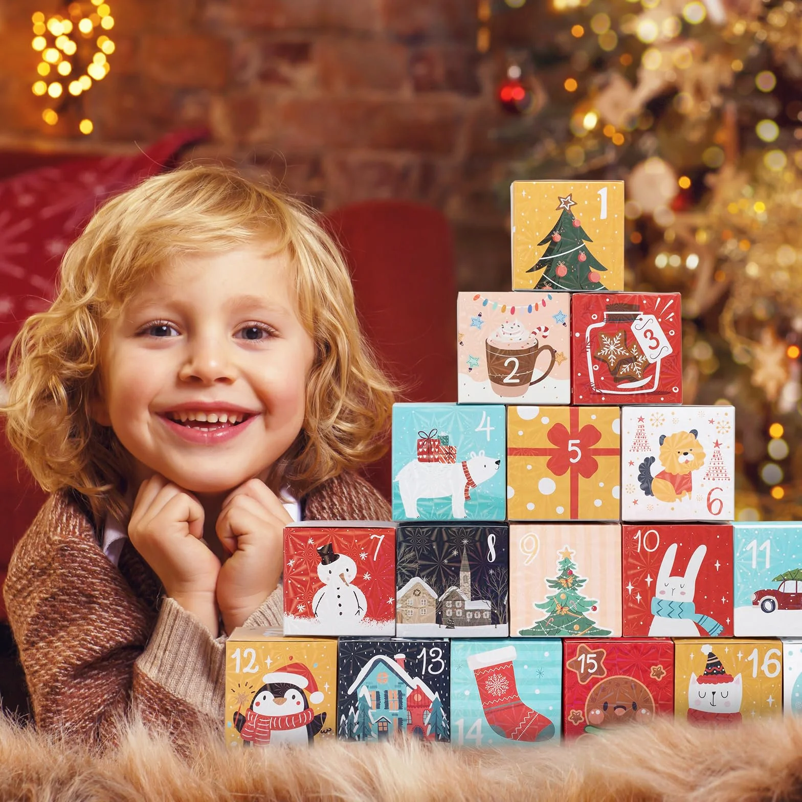 Calendario de Adviento DIY Vacío con Números 24 Cajas Personalizable Navidad 2025