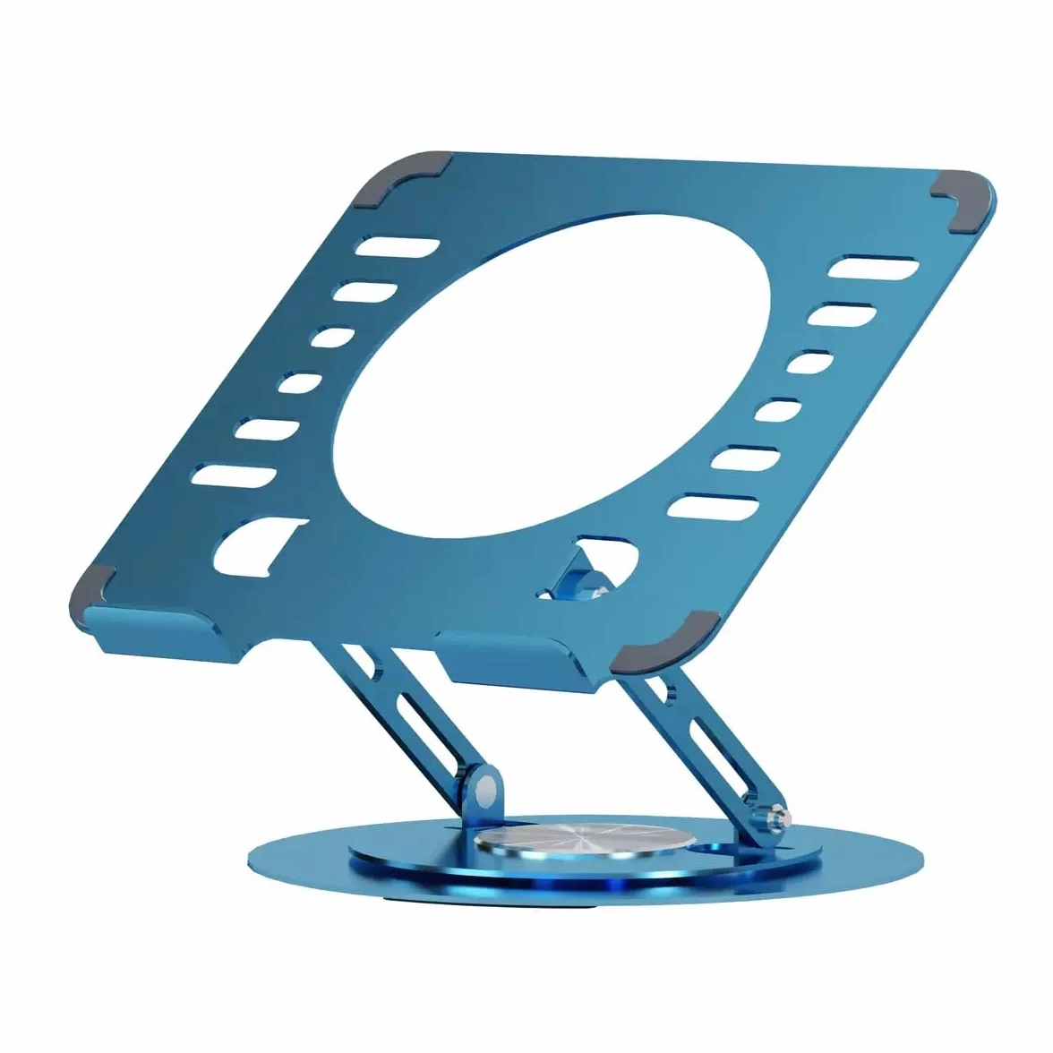 Soporte para laptop, soporte ajustable de 360 grados, soporte plegable de diseño ergonómico, altura ajustable, compatible con todos los portátiles de 10 a 17 pulgadas, acero al carbono, azul