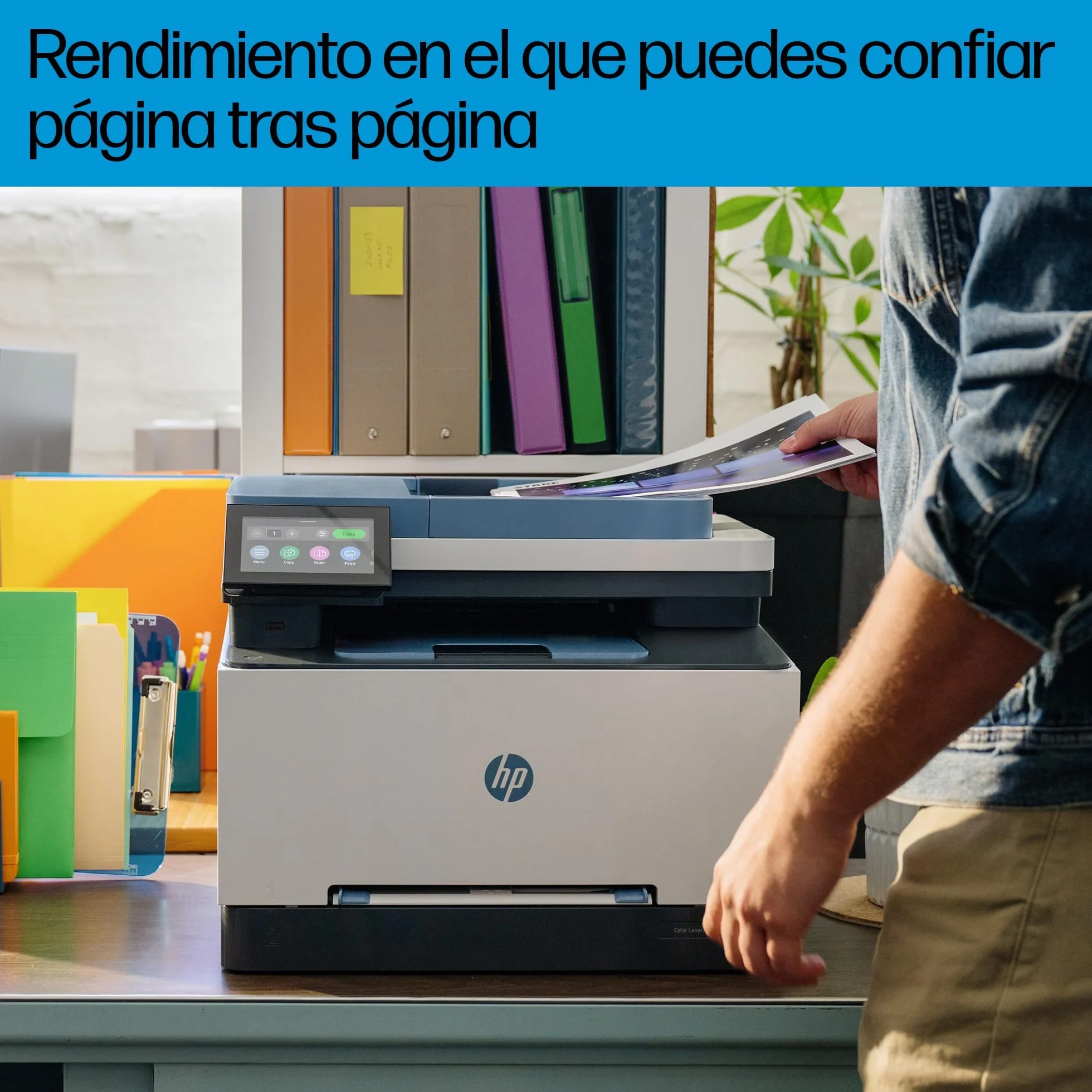 HP Color LaserJet Pro 3302sdw Impresora Láser A4 Multifunción Doble Cara Automática, Escáner, Copiadora 25ppm Wi-Fi Direct Blanca y Azul