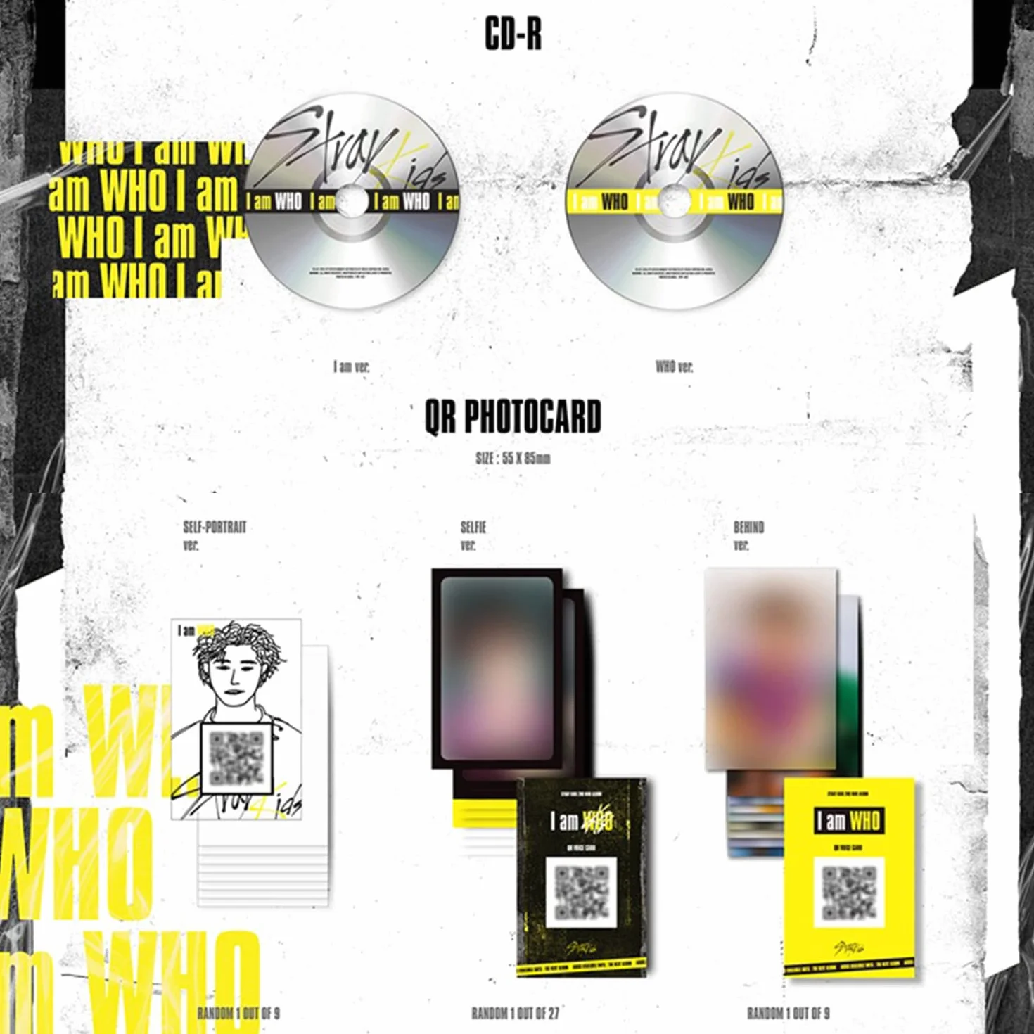STRAY KIDS 2nd Mini Album I am WHO WHO Ver. Photobook CD-R QR Photocards Lyrics Poster Pin Badges