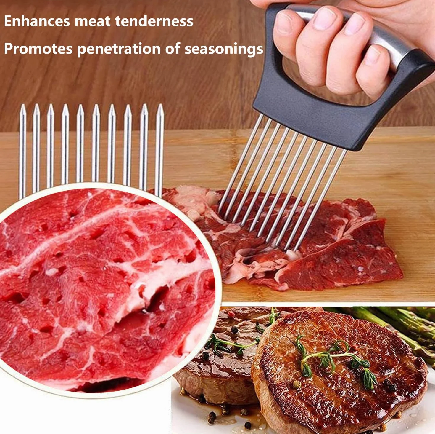 Cortador de Cebolla Acero Inoxidable 2 Piezas con Cubierta Protectora