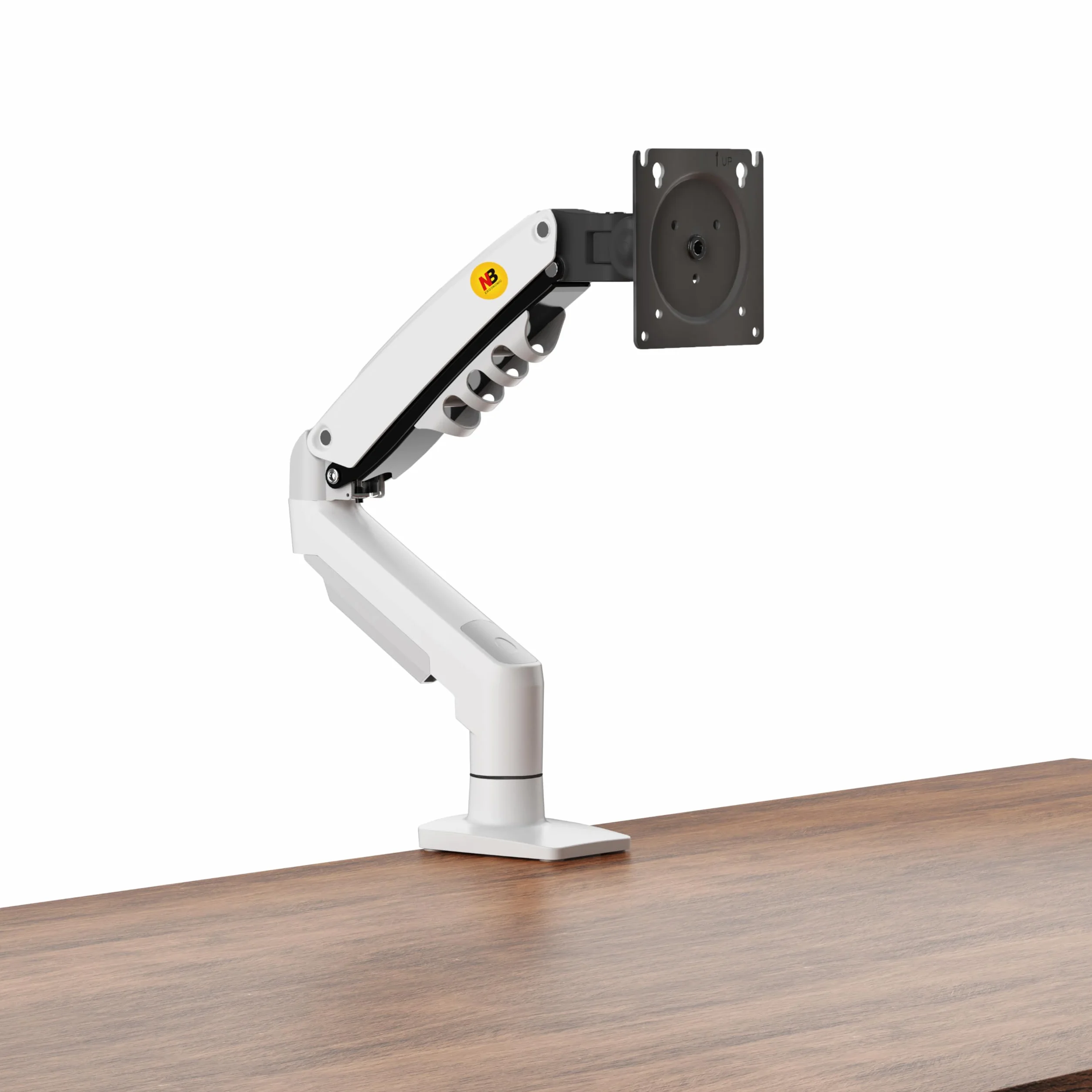 Soporte de Escritorio con Resorte de Gas para Pantallas LCD de 17″-32″, Blanco, VESA 75 mm y 100 mm, rotación de 360°, para un Peso de 2 a 9 kg
