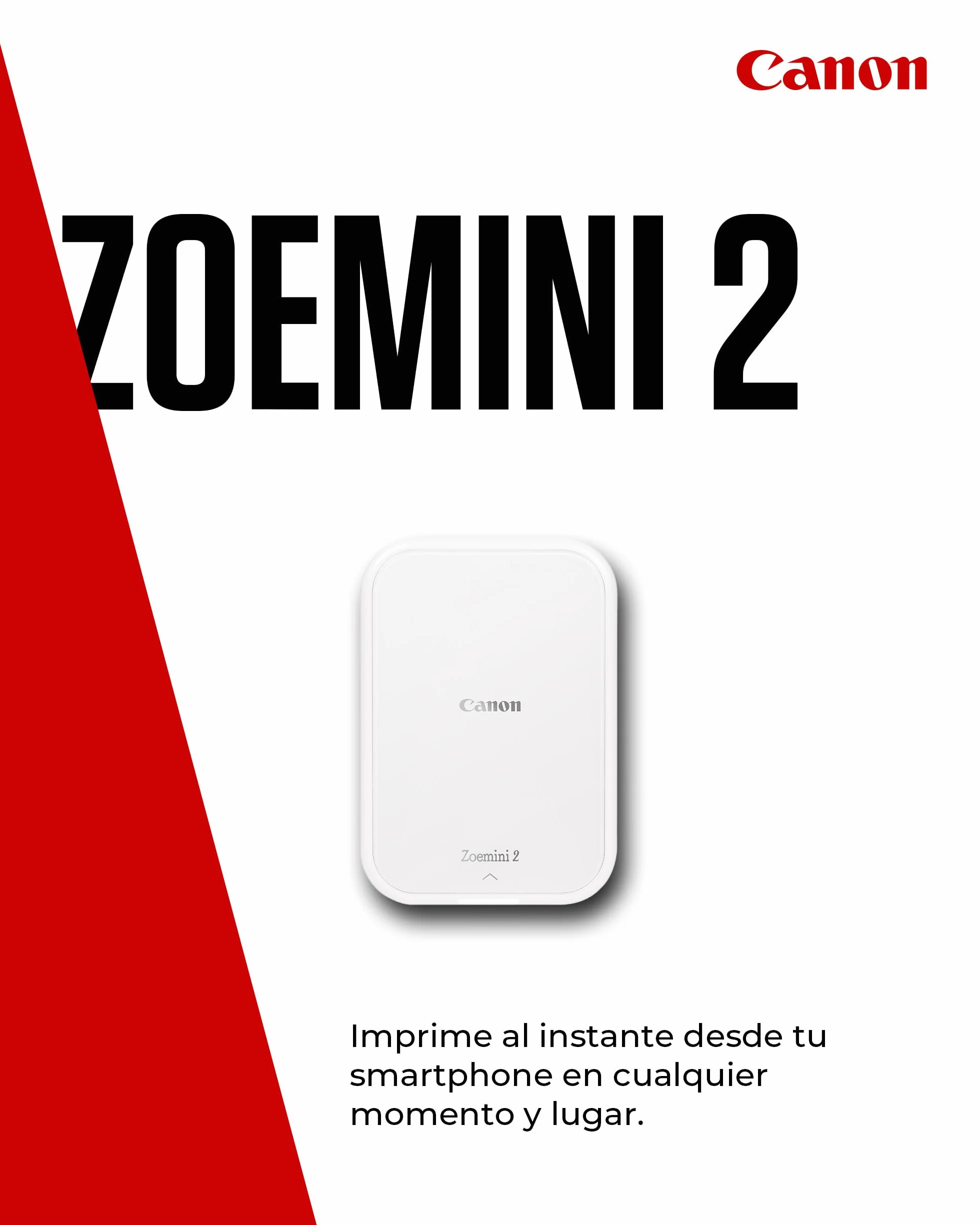 Canon Zoemini 2 Kit de Impresión – Impresora Fotográfica Portátil y Compacta – Bluetooth 5.0 – Carga Rápida USB C Ideal para Viajes (Blanco)