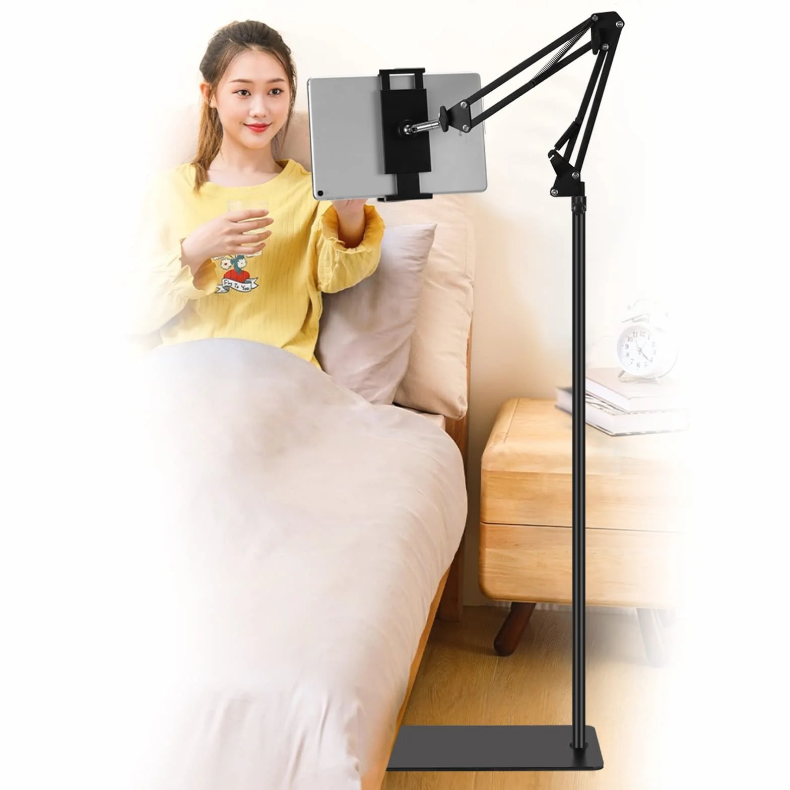 SAMHOUSING Soporte de Suelo para Tableta, Ajustable Universal Giratorio de 360 Grados, Soporte de teléfono para iPad/iPhoneX/iPad Pro u Otros Dispositivos de Pantalla de 4.7 a 12.9 Pulgadas (Negro)