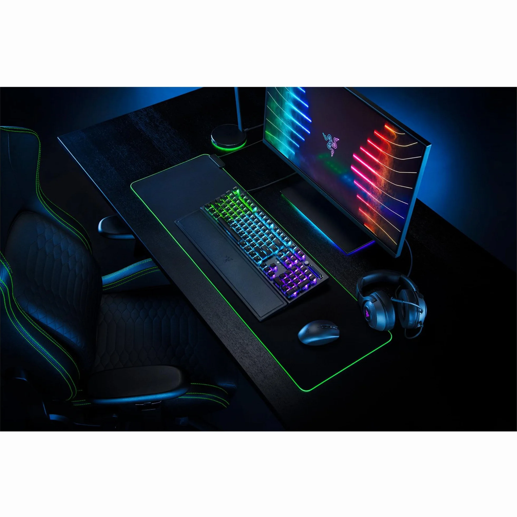 Razer Phantom - Juego de Teclas compatibles con retroiluminación para teclados Razer (para interruptores con Eje en Forma de Cruz, Material ABS, 128 Teclas), Teclas QWERTZ DE, Color Negro