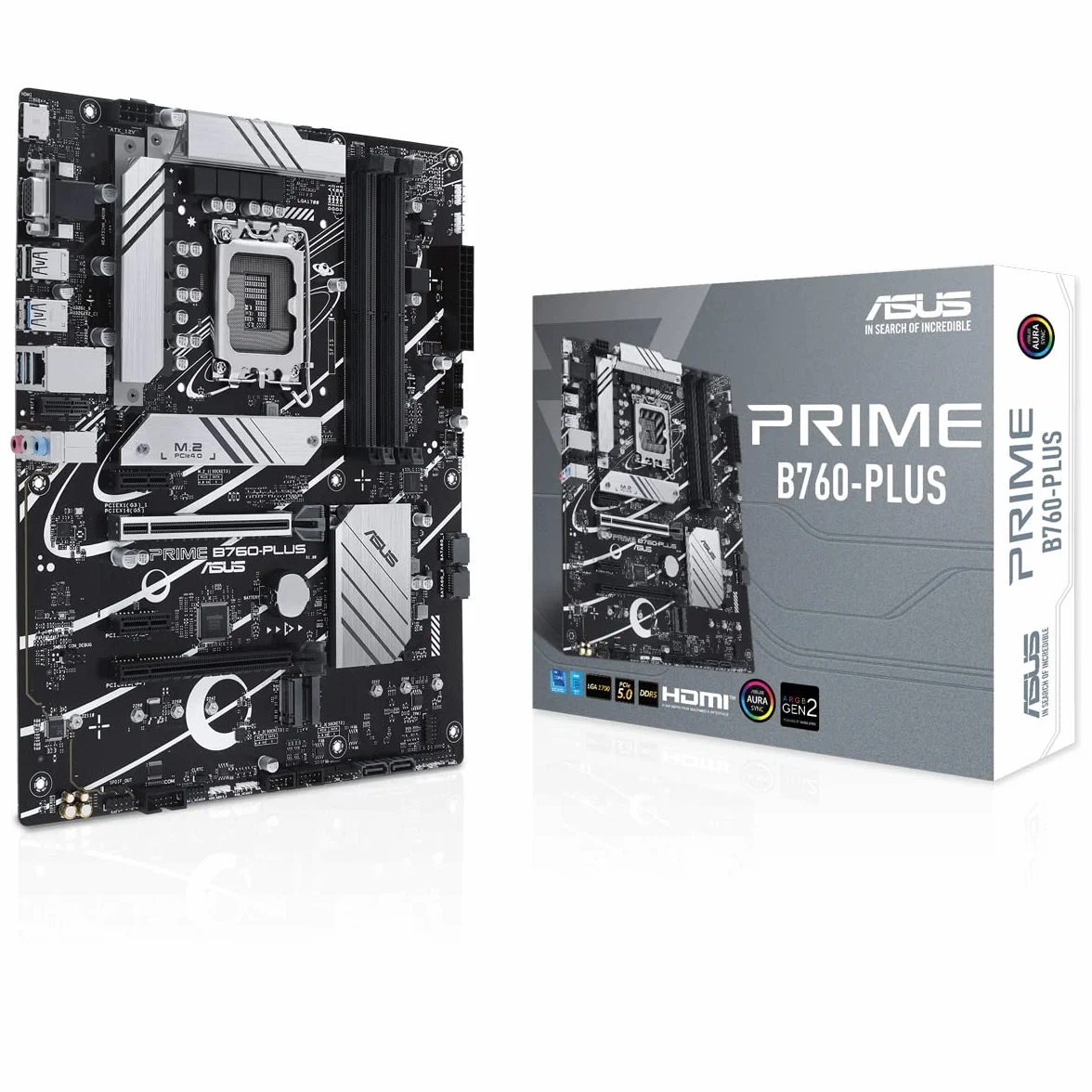 ASUS Prime B760-PLUS - Placa Base ATX Intel B760 (LGA 1700), PCIe 5.0, 3X PCIe 4.0 M.2, DDR5, 2.5Gb Ethernet, SATA 6 Gbps, USB 3.2 Gen 2x2 Tipo C, USB 3.2 Gen 1 Tipo C, Thunderbolt (USB), Aura Sync