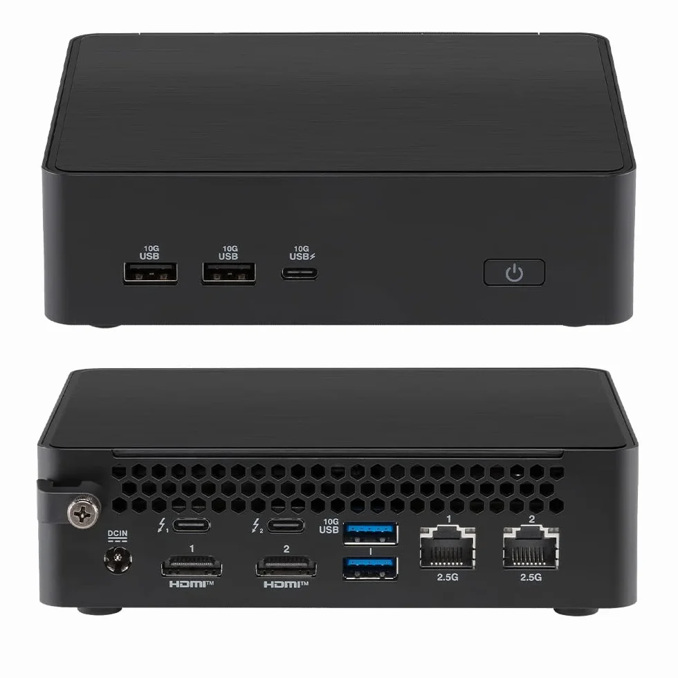 NUC 16 Pro Mini PC: Intel Core Ultra 5 325, Intel Arc Graphics, Dual M.2 PCIe SSD, Quad 4K Display, Dual 2.5G LAN, Wi-Fi 7, Negro, para creación de negocios y contenido (sistema Barebone)