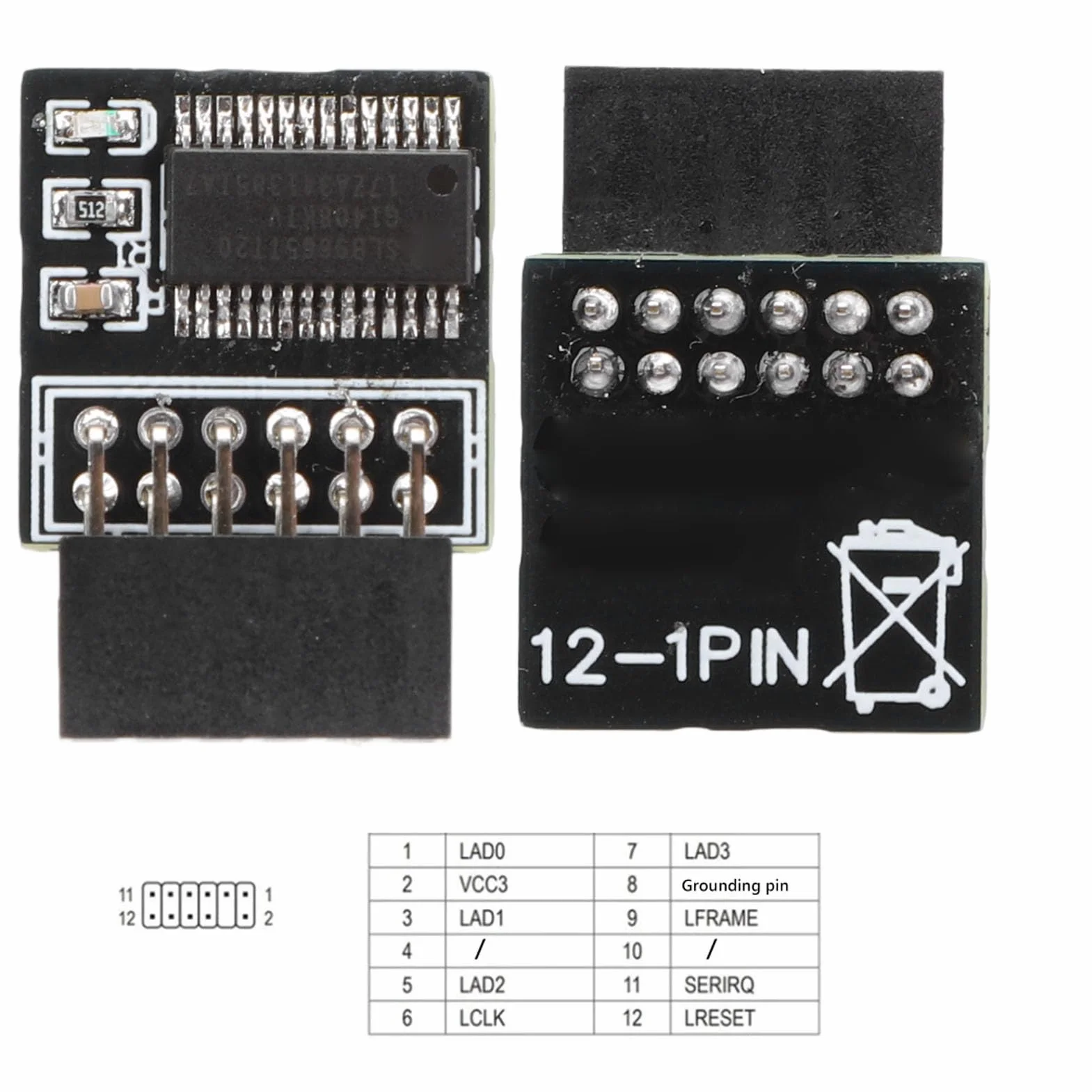 Luocute Módulo TPM2.0, Ahorro de Energía Estable para 11, Compatible con Sistemas 2.0, GC TPM2.0 S, Aplicable para Placas Base con Chips TPM2.0, Interfaz SPI 12pin