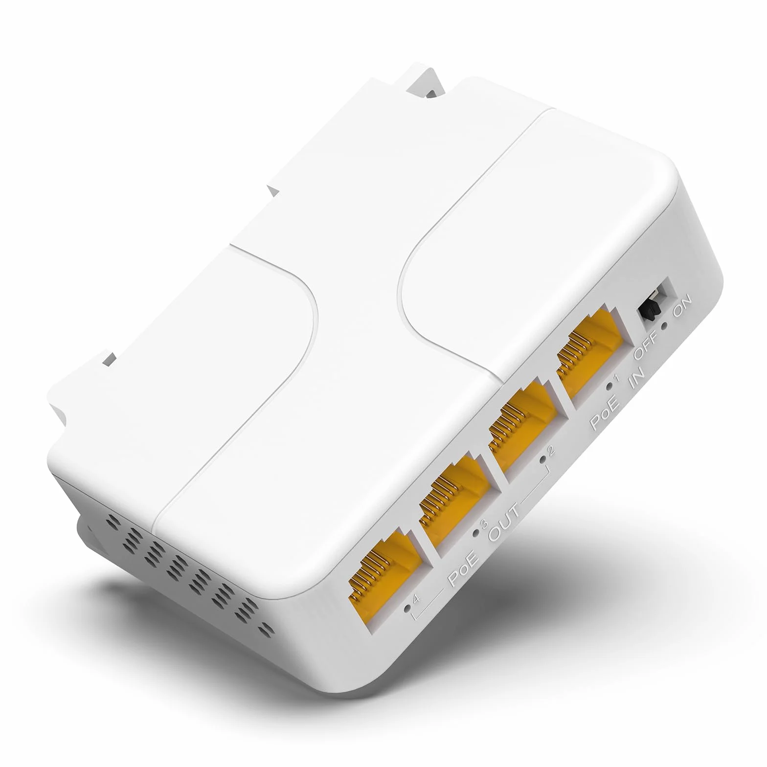 VIMIN Extensor PoE Gigabit de 4 Puertos, 1 in 3 out Repetidor PoE para Interiores IEEE802.3af/at 1000 Mbps, Extiende 100m Adicionales (328 pies), Montaje en Pared y Riel DIN, Plug & Play