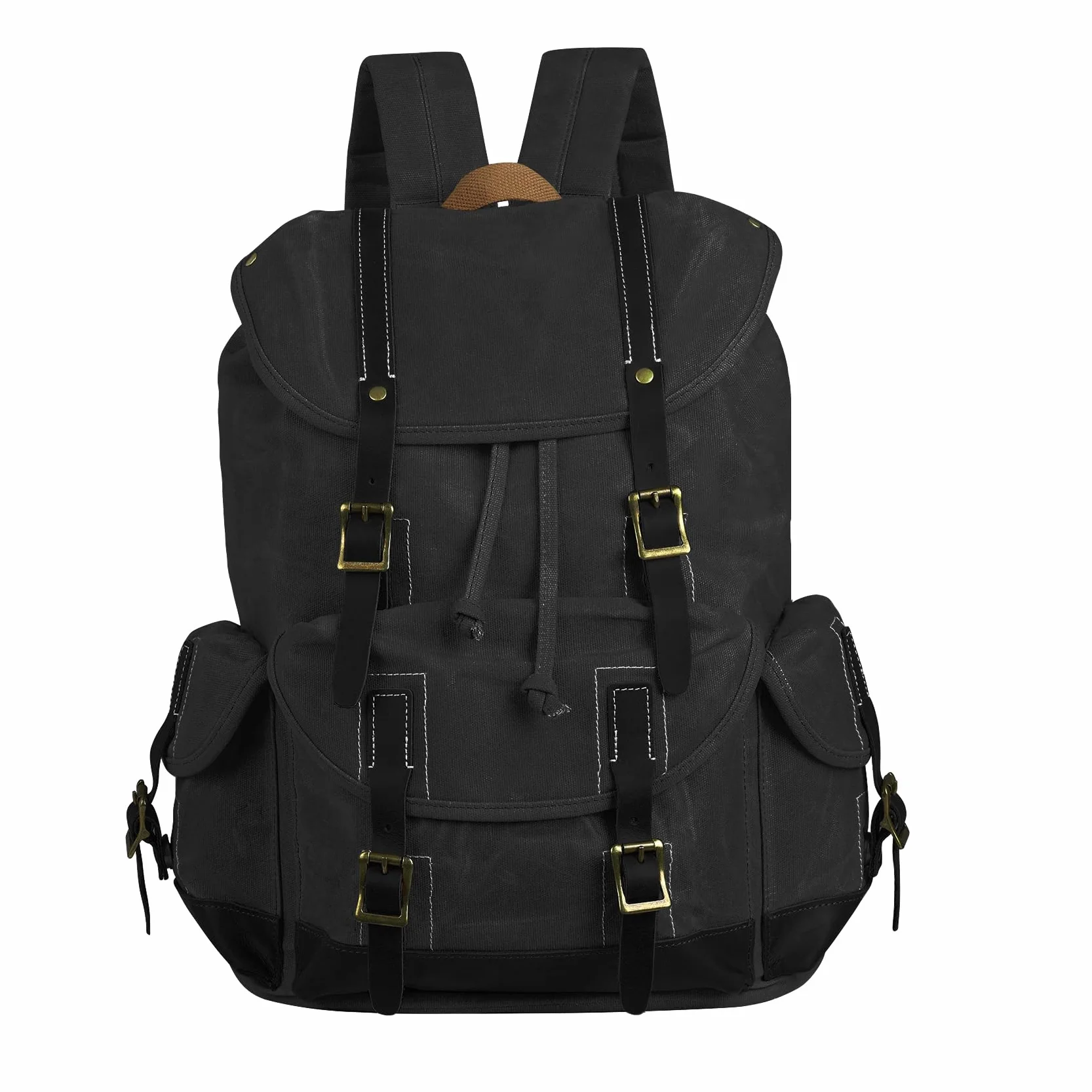 Mochila Hombre Lona Encerada Mochila de Viaje Mochila Escolar Vintage Durable y Resistente al Agua
