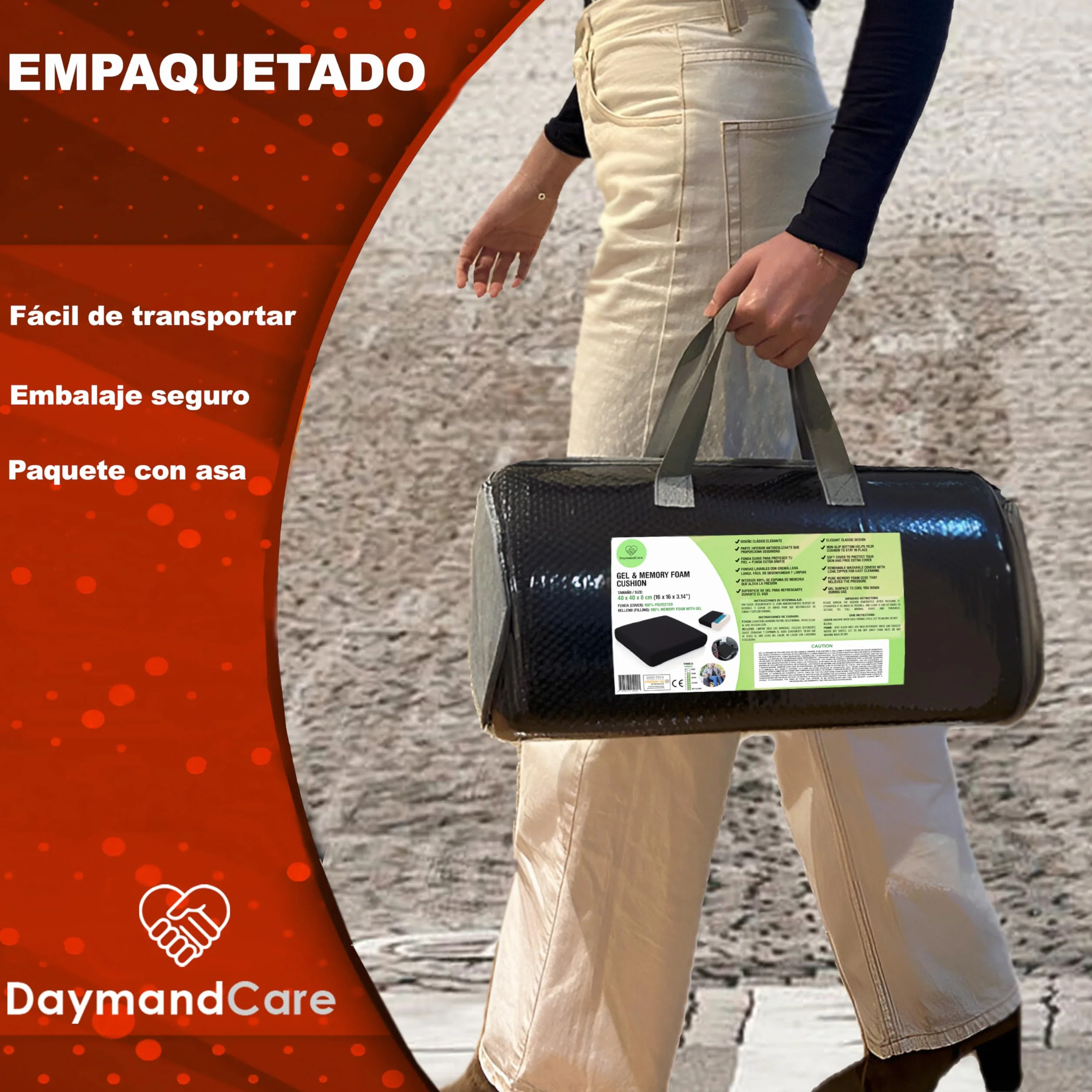 Cojin Premium de Viscoelastica y Gel Refrescante con 2 Fundas Impermeable Oficina