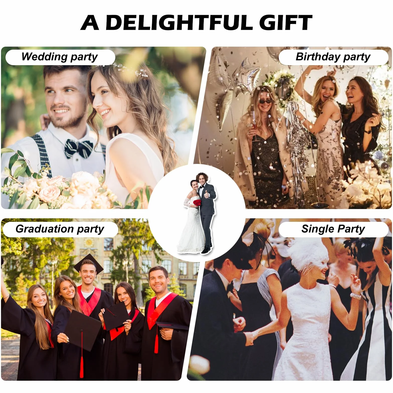 Figura de Cartón Tamaño Real Personalizada - Silueta a Medida para Regalos de Boda Únicos