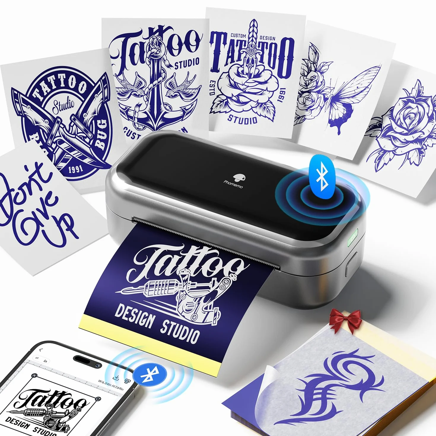 Phomemo TP31 Termocopiadora Tattoo, Mejora Impresora Termica Tattoo, Impresora Tatuajes con 30 Hojas de Papel Térmico para Tatuaje, Compatible con Smartphone y Tablet