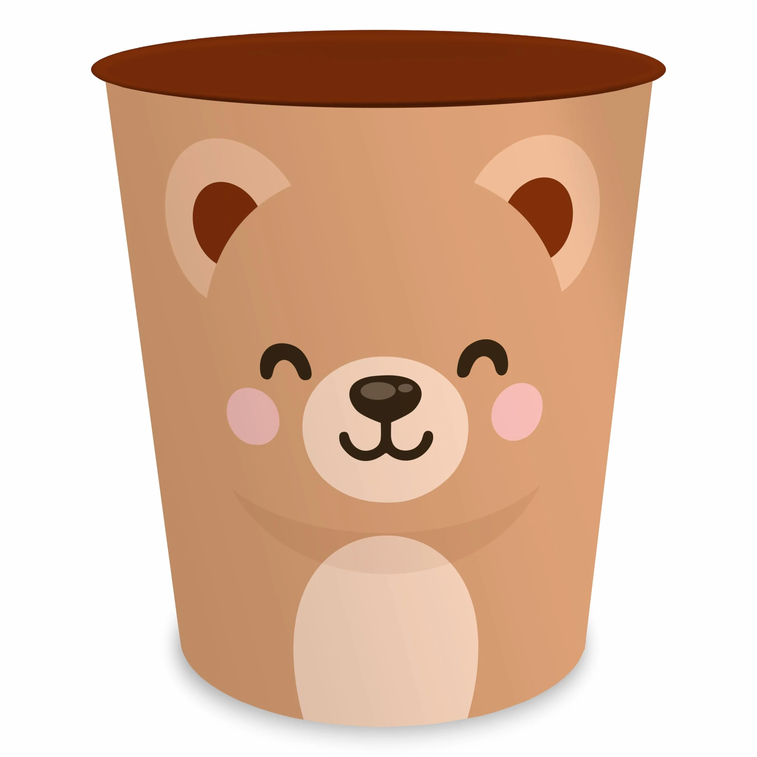 itenga Papelera para niños con diseño de animales, diseño Kawaii, redonda, aprox. 11 litros, cubo de basura para habitación infantil, plástico estable (oso)