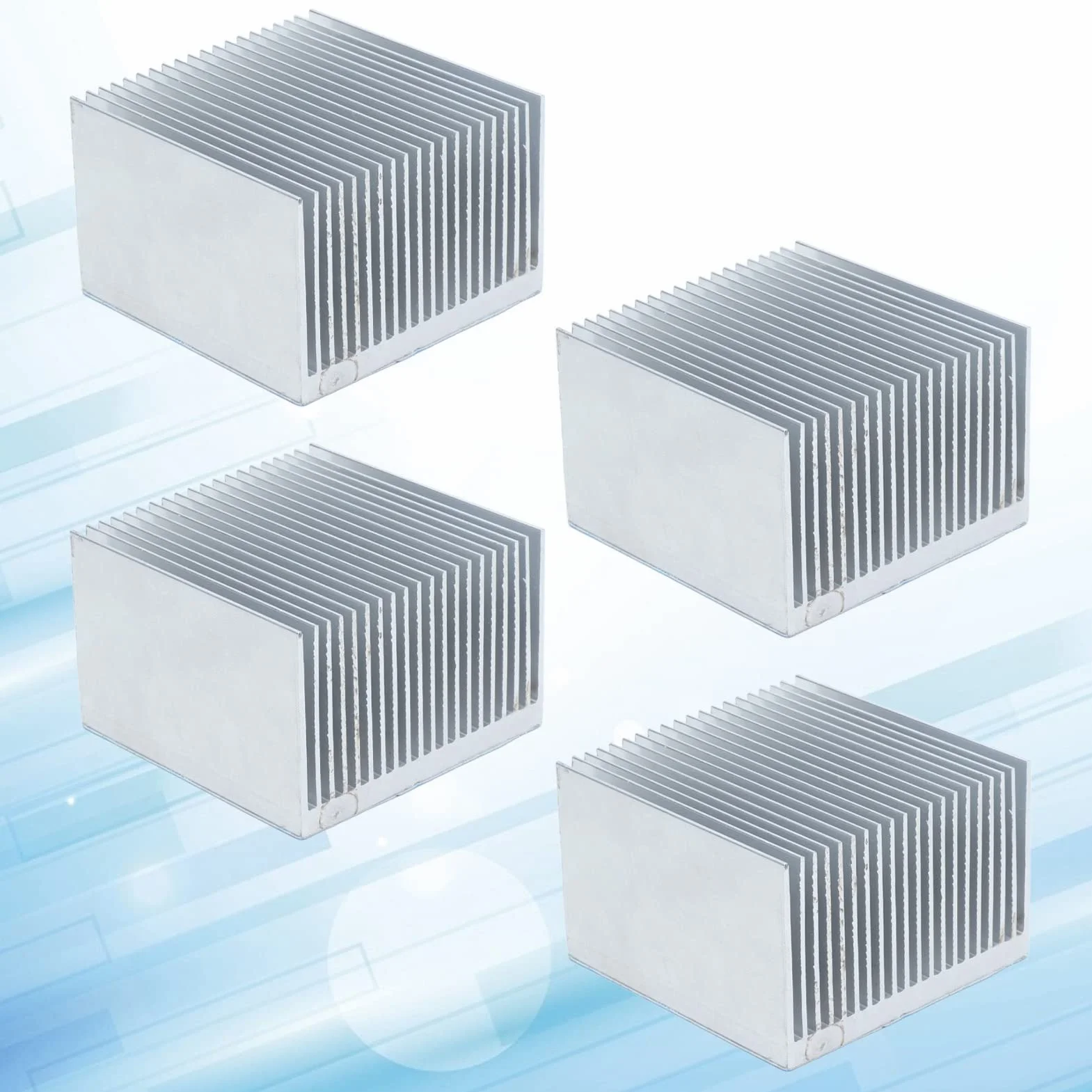 Tyenaza 4 Piezas de Aletas de Refrigeración de Aluminio, Disipadores de Calor las Aletas Transistor, Chip de Disipador de Calor, para Computadora, Dispositivos de Luz LED, 60x60x39 mm(Con Adhesivo)