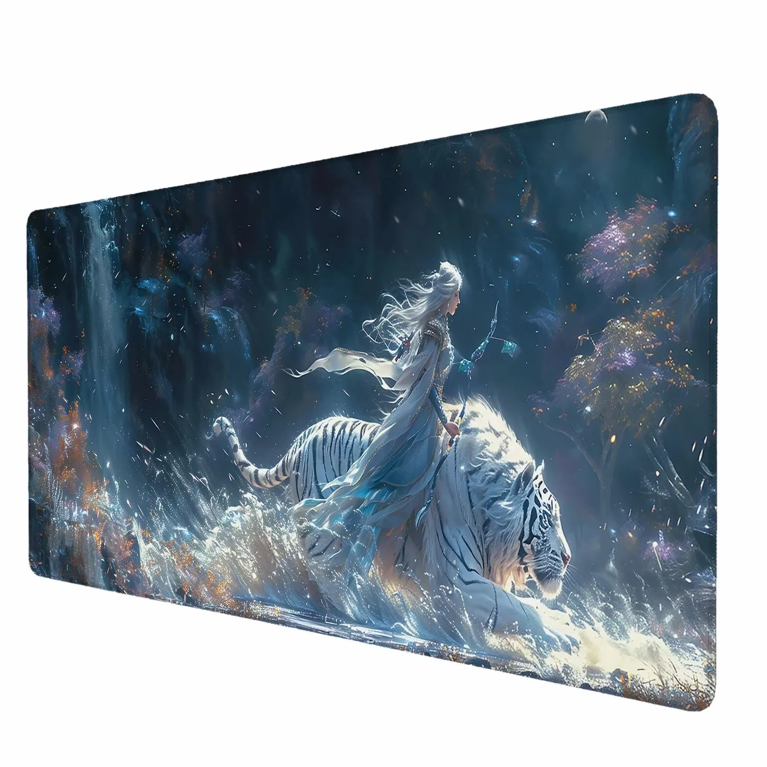 Alfombrilla Ratón Gaming, 1500x600x4 mm Alfombrilla Ratón XXL Dibujos Animados, Impermeable Alfombrilla Escritorio con Tela de Micro Tejido Superior, Base Antideslizante, Mousepad Gaming (Tigre) W-2