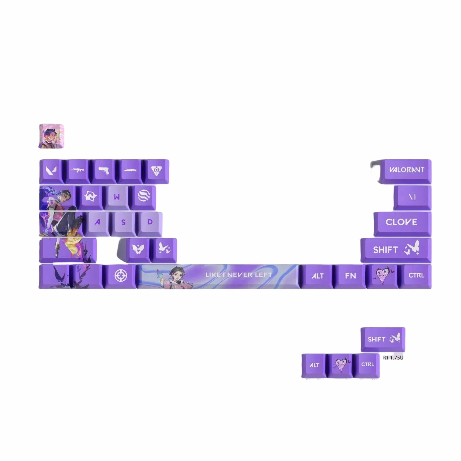 Valorant - Tapas de teclado (29) Teclas mecánicas para juegos de PC, teclado numérico, teclas personalizadas grabadas con láser con cualquier teclado mecánico (amor)