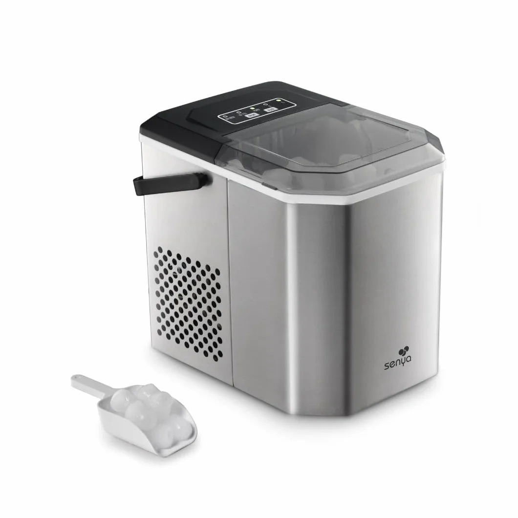 SENYA Máquina de cubitos de hielo 12 kg/24h 1,3 L acero inoxidable LED