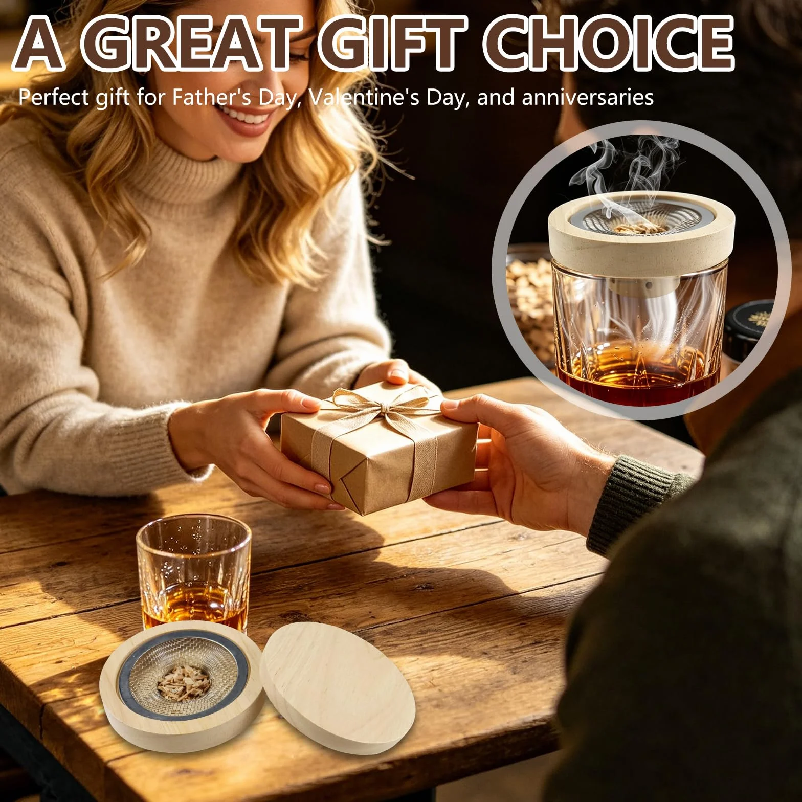 Kit de Ahumador de Cócteles, Whisky Ahumador con 5 Sabores de Madera, Generador de Humo para Cócteles