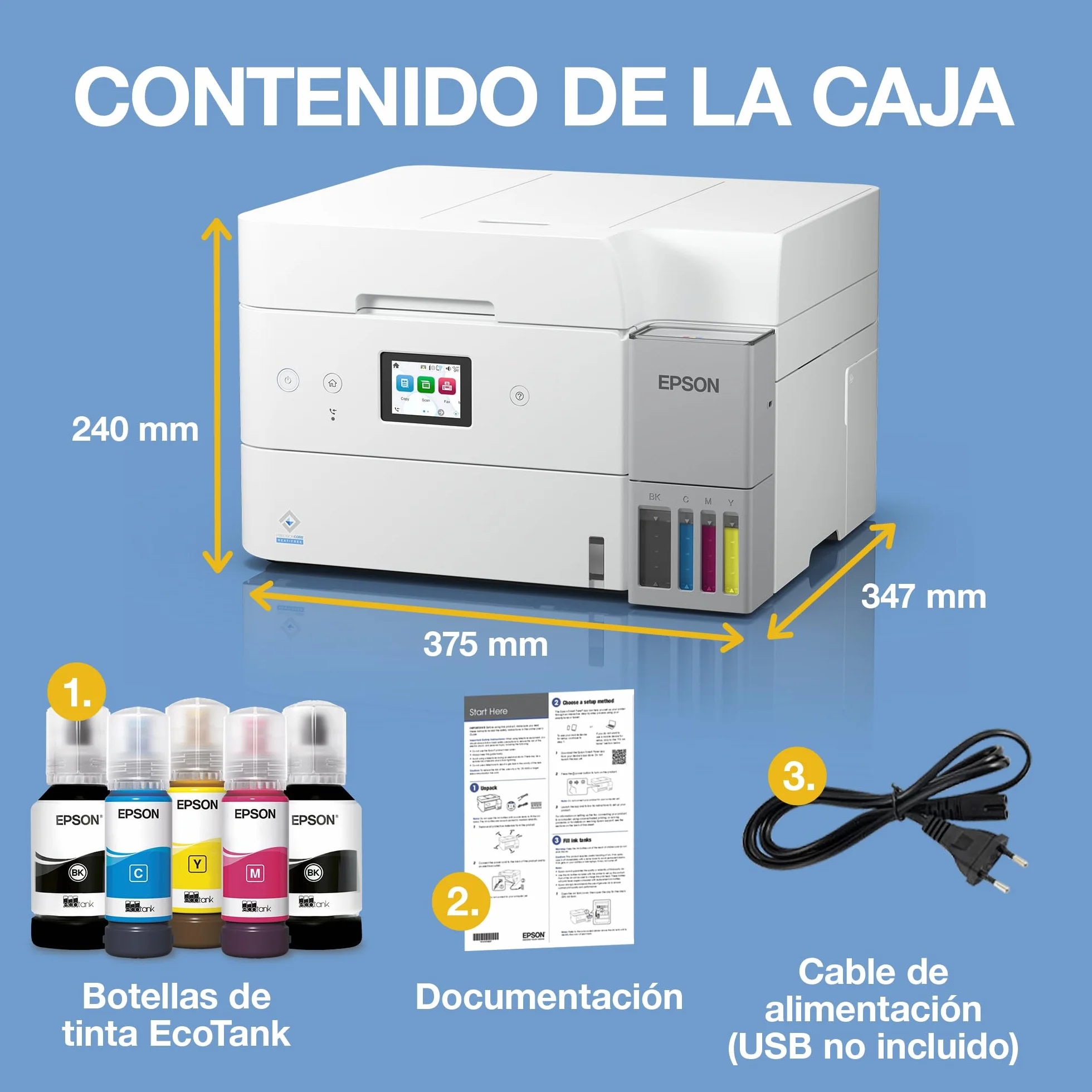 Epson EcoTank ET-4956 Impresora de Depósito de Tinta | Teletrabajo | Wi-Fi, Ethernet | A4 | Doble Cara | Imprimir, Copiar, Escanear, Fax | Pantalla Táctil 6,1cm | ADF | Tinta Incluida para 3 Años