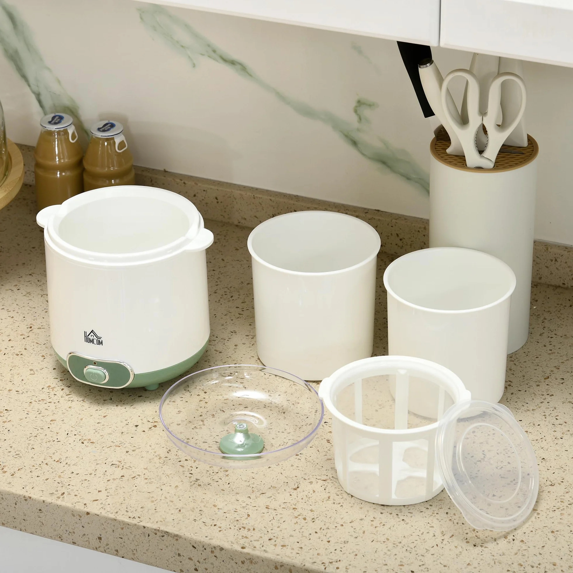 HOMCOM Yogurtera 20W 1,5L Máquina de Yogur Sin BPA Blanco