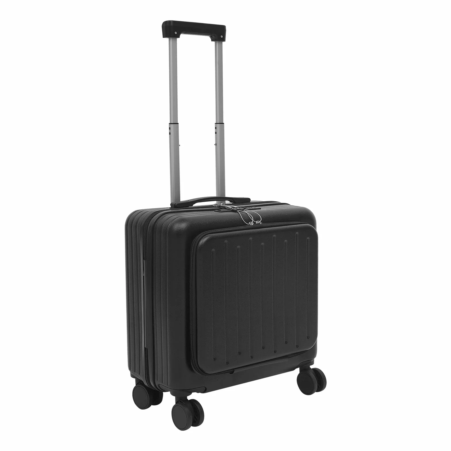 Maleta de mano para negocios de 18 pulgadas con compartimento para laptop, maleta con ruedas y cerradura de combinación, puerto USB, compartimento frontal de 180°, maleta de piloto para viaje