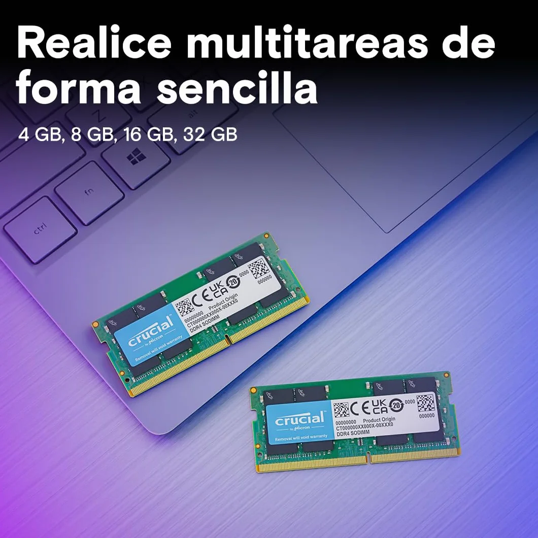 Crucial RAM DDR4 8GB 3200MHz SODIMM CL22, Memoria para Ordenador Portátil/Laptop, Mini PC (o 2933MHz / 2666MHz) - CT8G4SFRA32A