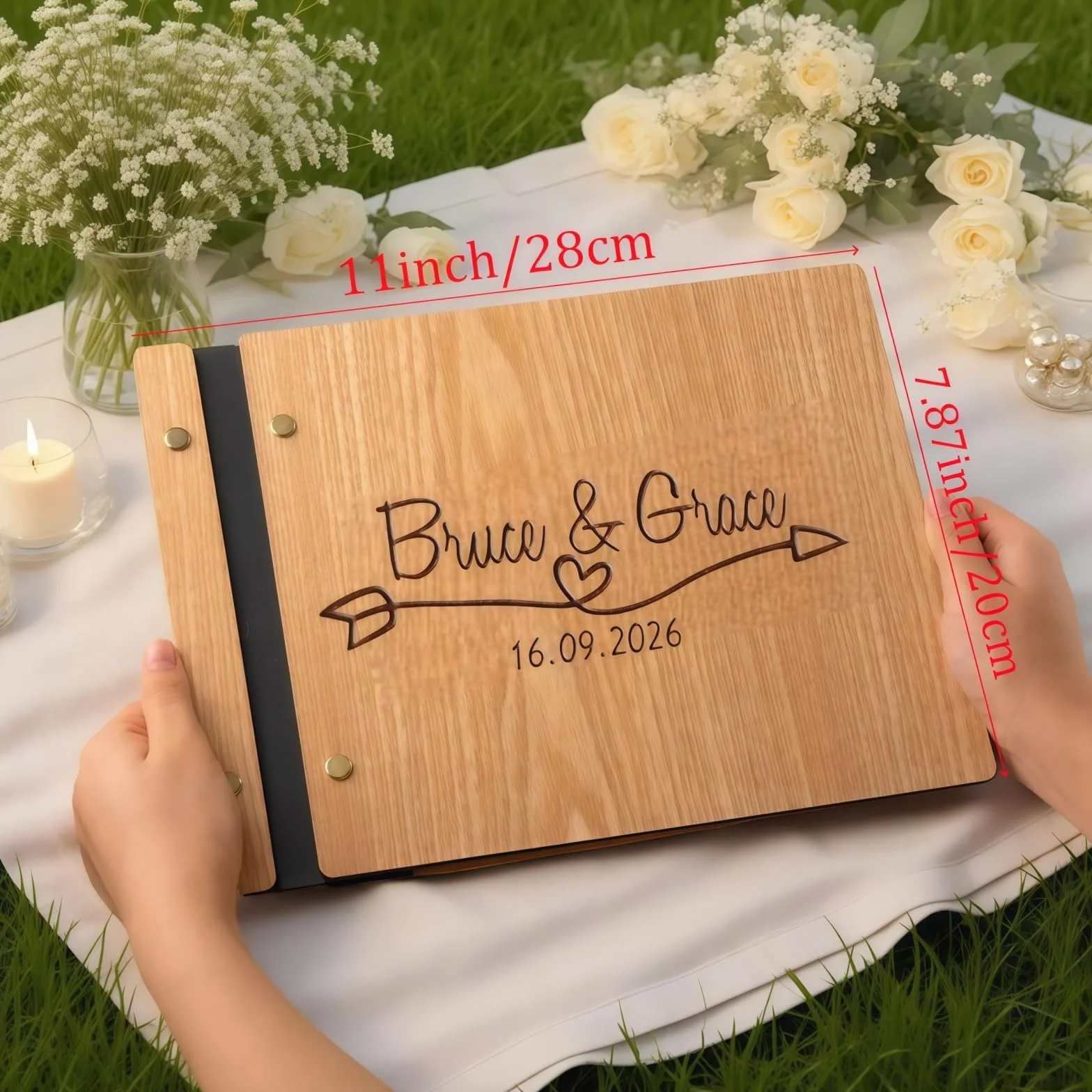 Libro De Visitas De Boda De Madera Personalizado, Álbum De Fotos De Memoria, Tamaño A4