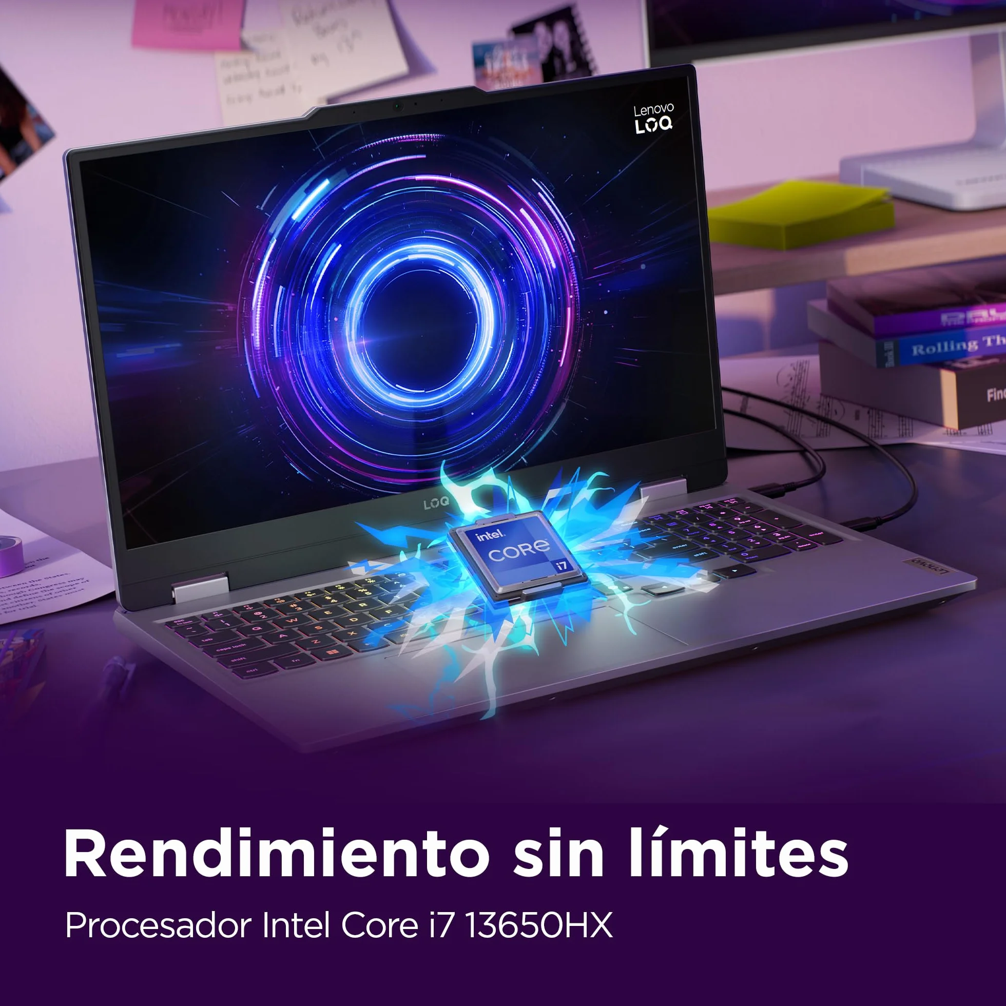 Lenovo LOQ Gen 10 - Portátil Gaming IA 15.6" FHD (Intel Core i7-13650HX, NVIDIA GeForce RTX 5060, 32 GB RAM, 1 TB SSD, 144 Hz, Wi-Fi 6, Sin Sistema Operativo) QWERTY RGB 24 Zonas Español - Gris