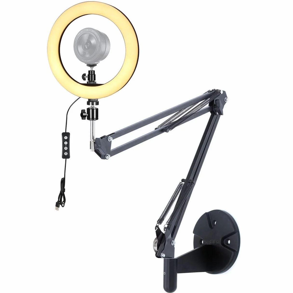 Kiyo Pro - Soporte de Pared para cámara Web con luz de LED de 26cm, Soporte de luz Pared para Webcam Compatible con Razer Kiyo, Kiyo Pro, Kiyo X and Anker Webcams