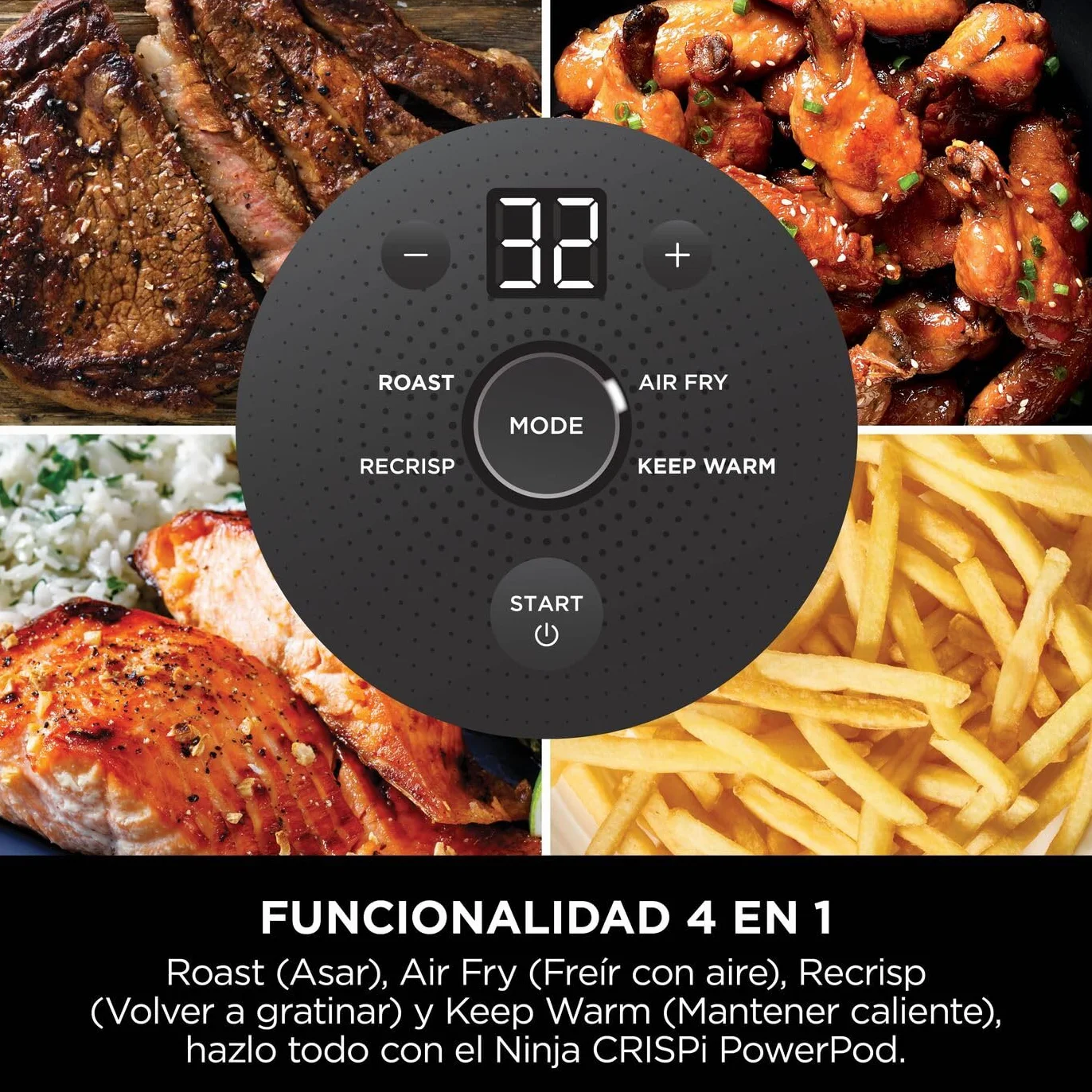 Ninja CRISPi Freidora de Aire 3.8L 1700W 4 en 1 Gris FN101EUGY