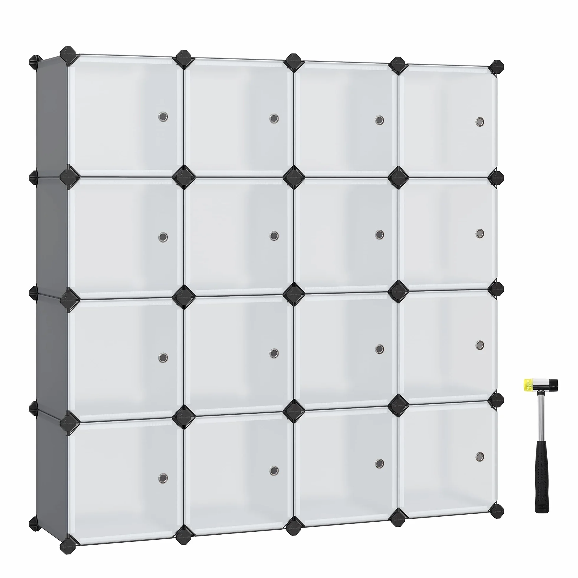 SONGMICS Estantería Modular 16 Cubos con Puertas Gris y Blanco