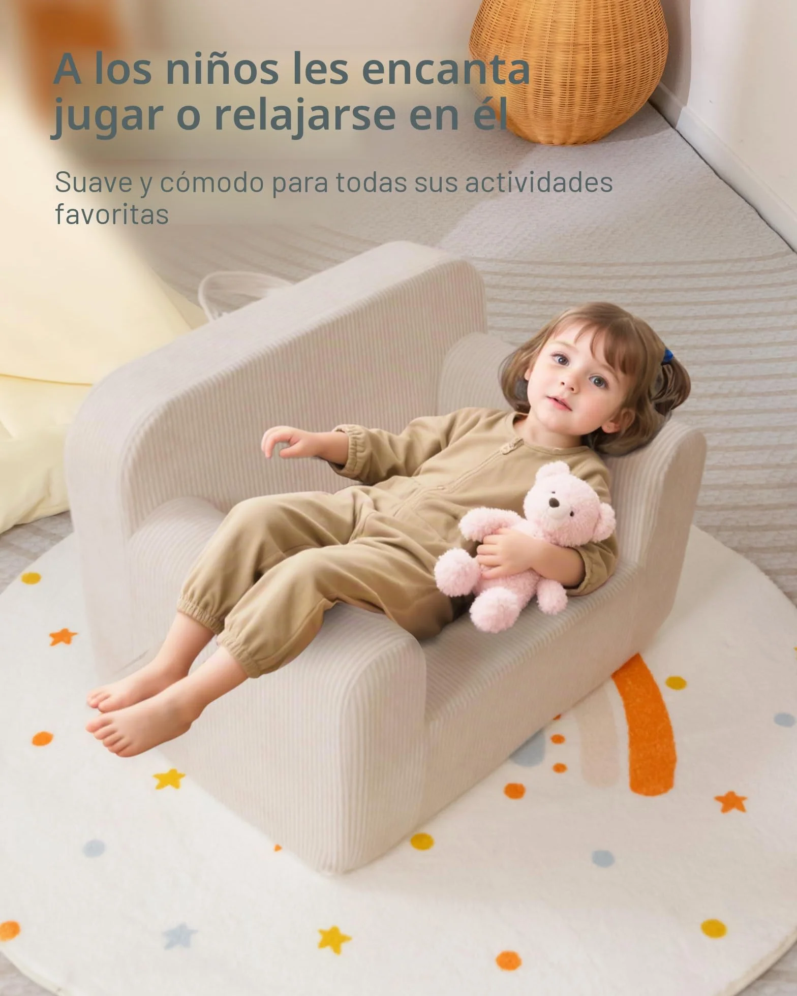 BEJOY Silla Infantil Ultrasuave de Espuma Acolchada Beige