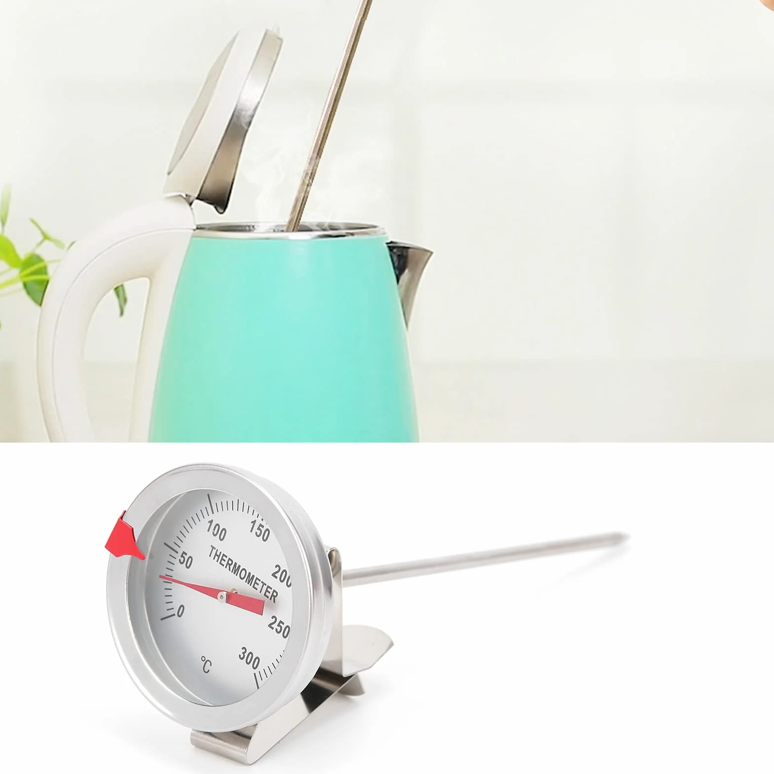 Tnfeeon Termómetro de Cocina Acero Inoxidable 50°C-300°C 12 Pulgadas Freír Asar