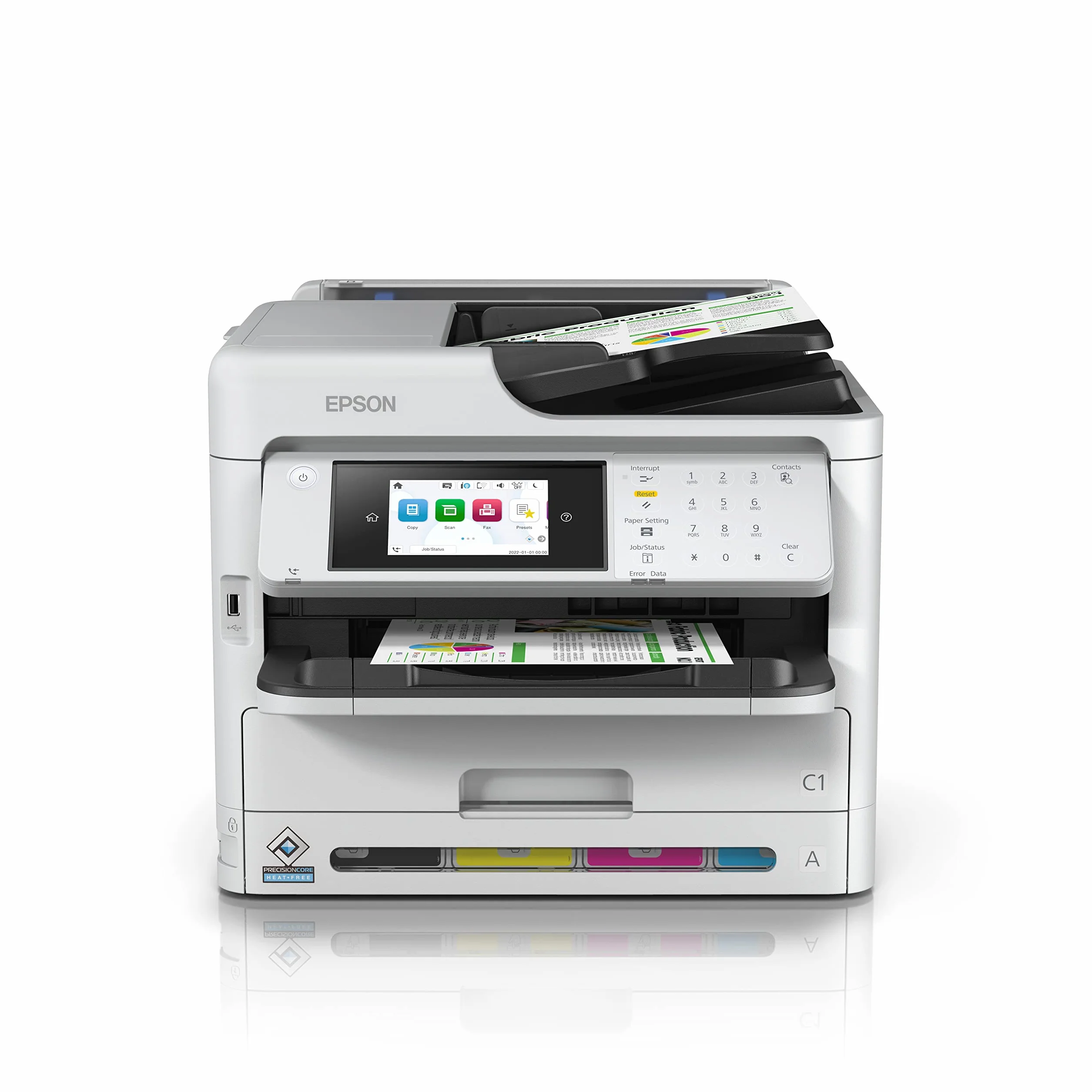 Epson Workforce Pro WF-C5890DWF | Impresora Multifunción 4en1 Color, Doble Cara Automático (Dúplex), Alimentador Automático de Documentos (ADF), WiFi, Ethernet, Impresora, Copiadora, Escaner, Fax