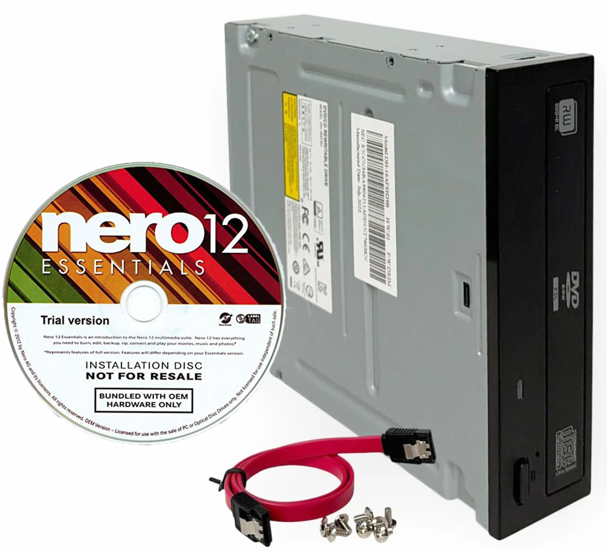 Lite-On BestDuplicator - Lector y Grabador de DVD/CD SATA, versión de Prueba Nero 12 Essentials, Unidad óptica Interna con Cable SATA, 8 Tornillos para PC, computadoras de Escritorio
