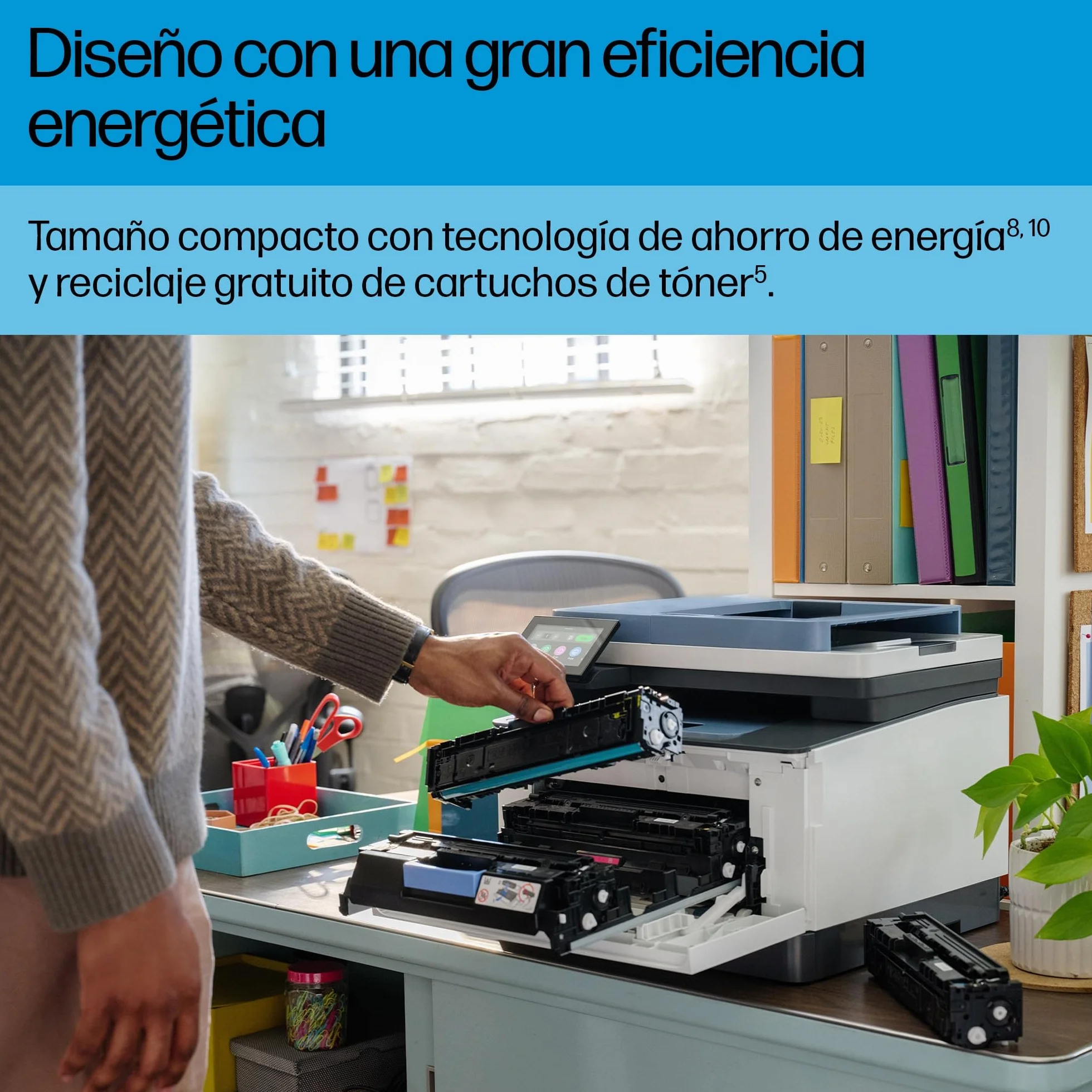 HP Color LaserJet Pro 3302sdw Impresora Láser A4 Multifunción Doble Cara Automática, Escáner, Copiadora 25ppm Wi-Fi Direct Blanca y Azul
